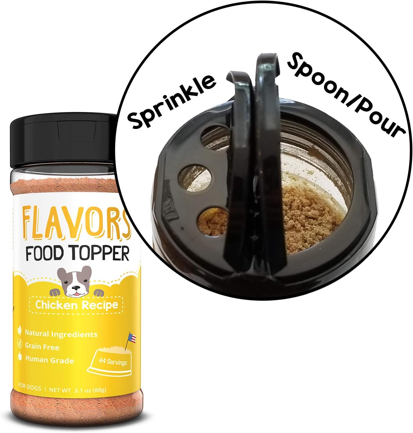 Flavors Food Topper and Gravy for Dogs – Chicken Recipe with Bone Broth, 3.1 oz. – Natural, Grain Free – Perfect Kibble Seasoning Treat Mix for Picky Dog or Puppy