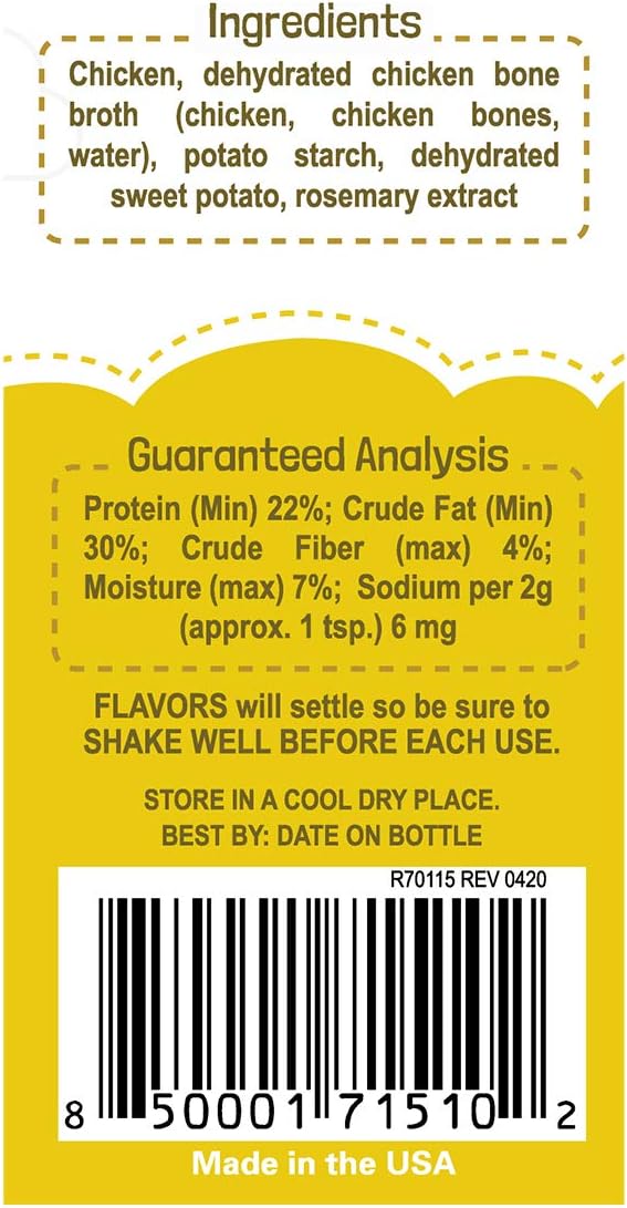 Flavors Food Topper and Gravy for Dogs – Chicken Recipe with Bone Broth, 3.1 oz. – Natural, Grain Free – Perfect Kibble Seasoning Treat Mix for Picky Dog or Puppy