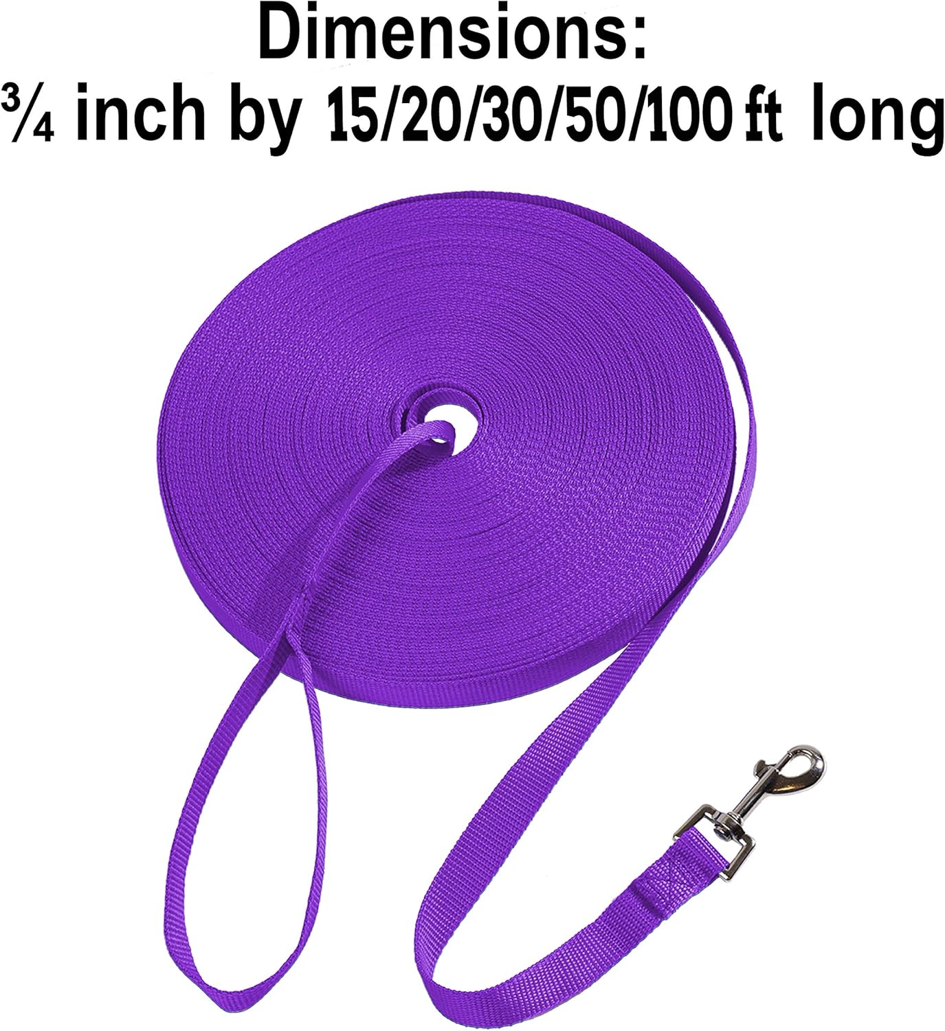 Hi Kiss Dog/Puppy Obedience Recall Training Agility Lead – 15ft 20ft 30ft 50ft 100ft Training Leash – Great for Training, Play, Camping, or Backyard Purple 15 Feet