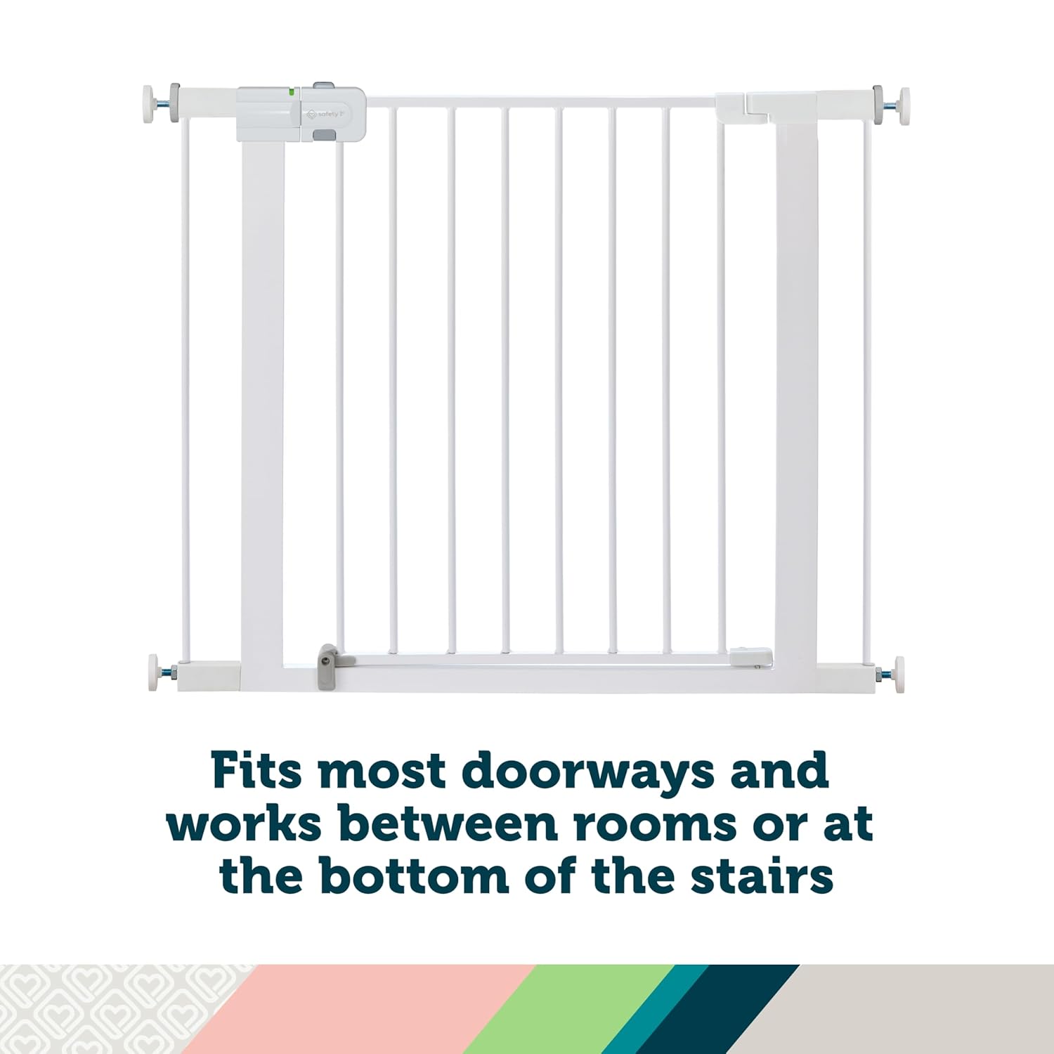 Safety 1st Easy Install Walk Thru Baby Gate for Doorways, Gate With Door, Dog Gates, Fits 29″-38″, Easy Install 28″ Tall, White