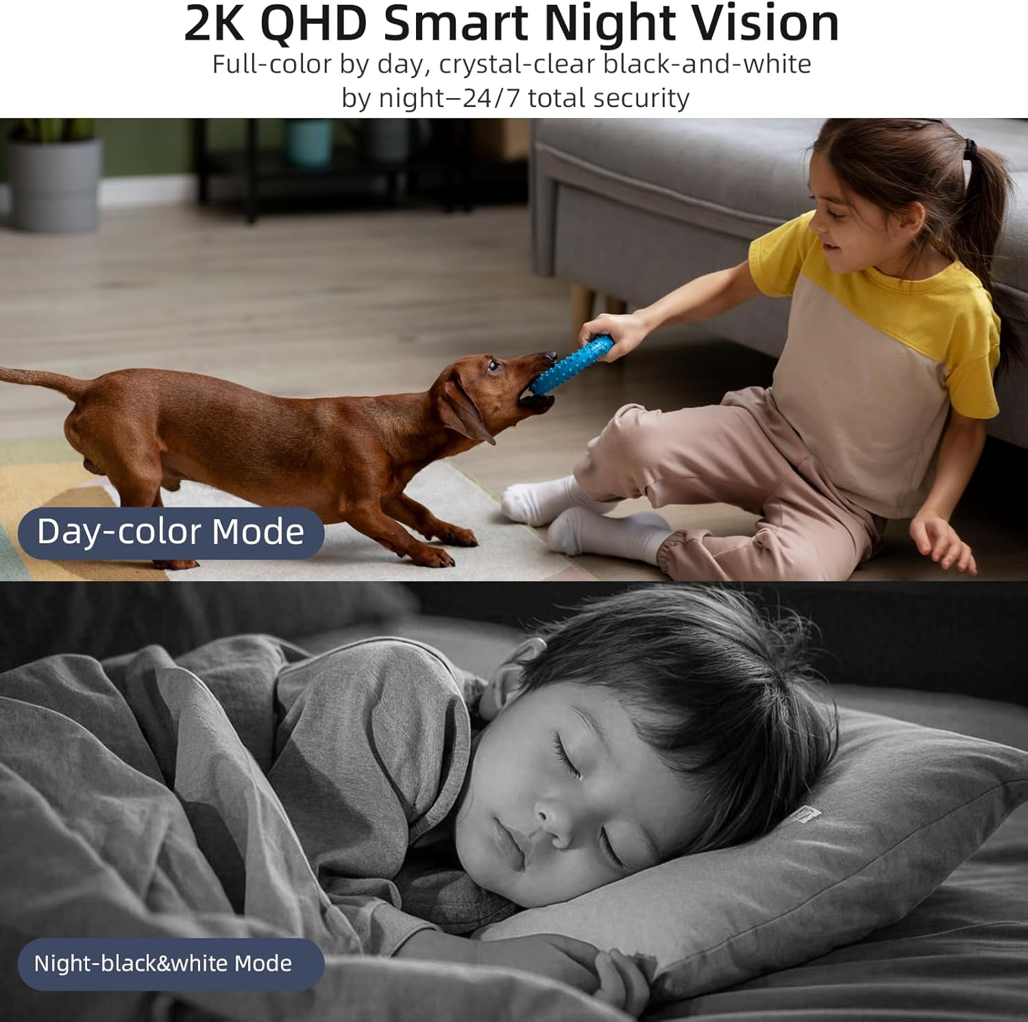 Rraycom 2.4G/5G Security Camera Indoor for Baby Monitor,2K Cameras for Home Security,360°Pan & Tilt, Dog/Pet Camera, Smart Motion Tracking& Sound Detection, 2-Way Audio, Night Vision,Works w/Alexa