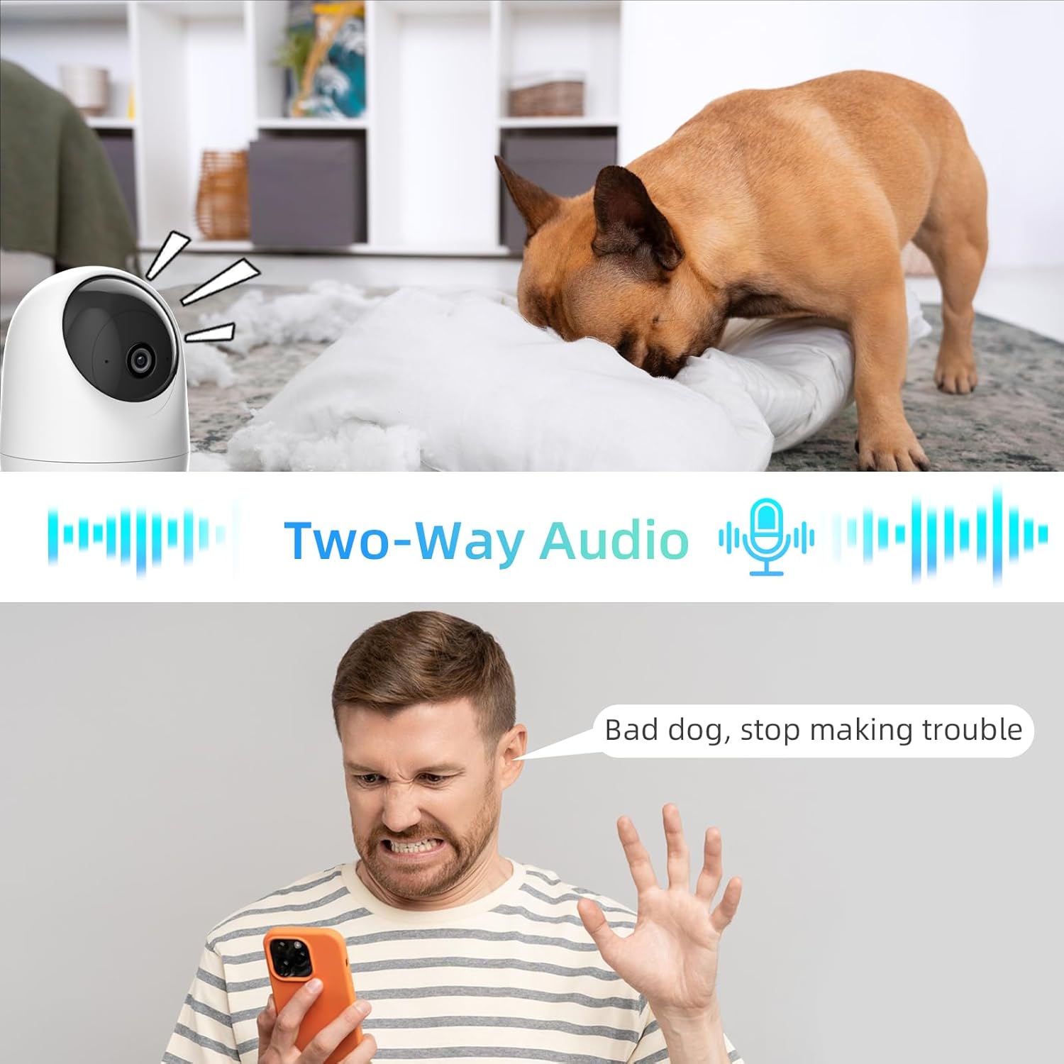Rraycom 2.4G/5G Security Camera Indoor for Baby Monitor,2K Cameras for Home Security,360°Pan & Tilt, Dog/Pet Camera, Smart Motion Tracking& Sound Detection, 2-Way Audio, Night Vision,Works w/Alexa