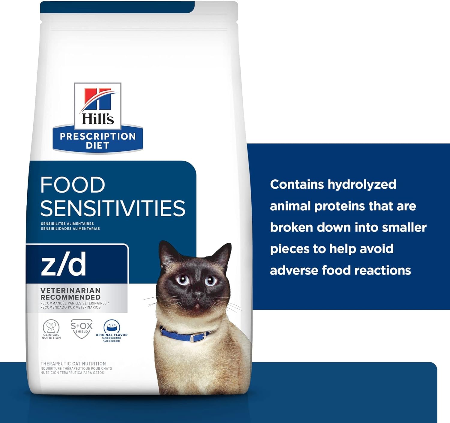Hill’s Prescription Diet z/d Skin/Food Sensitivities Dry Cat Food, Veterinary Diet, 4 lb. Bag