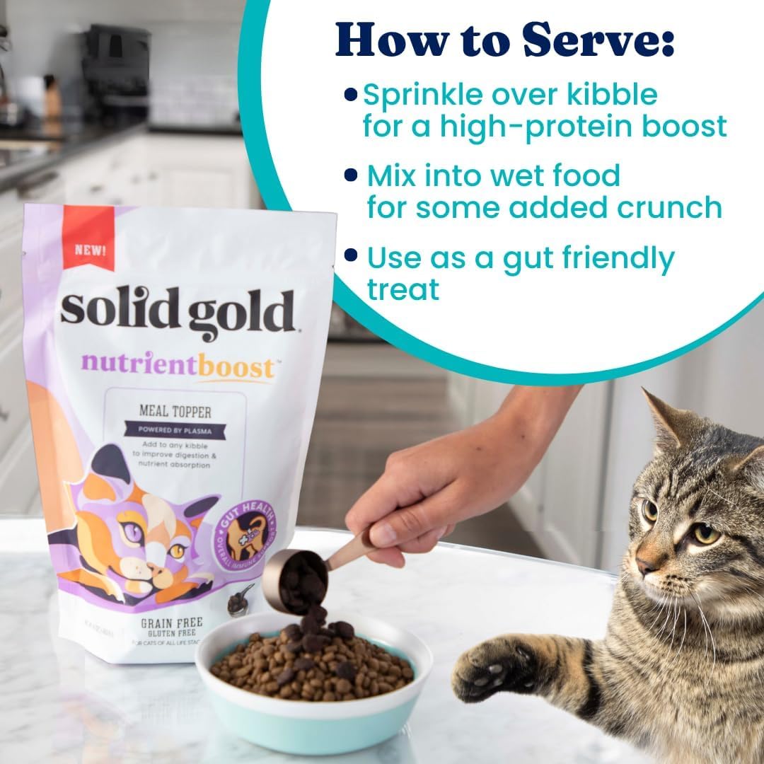 Solid Gold NutrientBoost Meal Topper for Cats – High Protein Crunchy Cat Treats Rich in Vitamins Minerals and Amino Acids – 1 Pound
