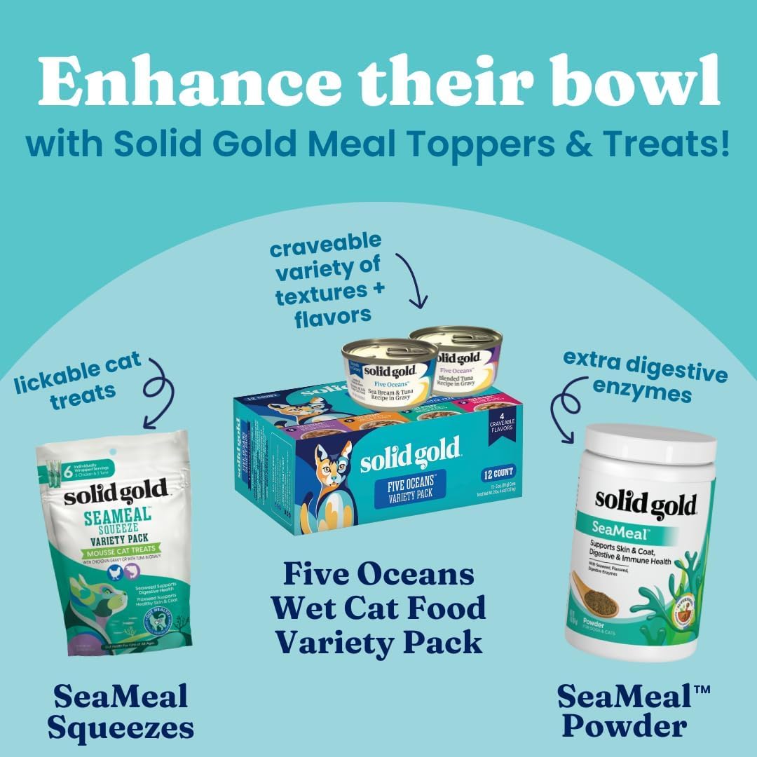 Solid Gold NutrientBoost Meal Topper for Cats – High Protein Crunchy Cat Treats Rich in Vitamins Minerals and Amino Acids – 1 Pound