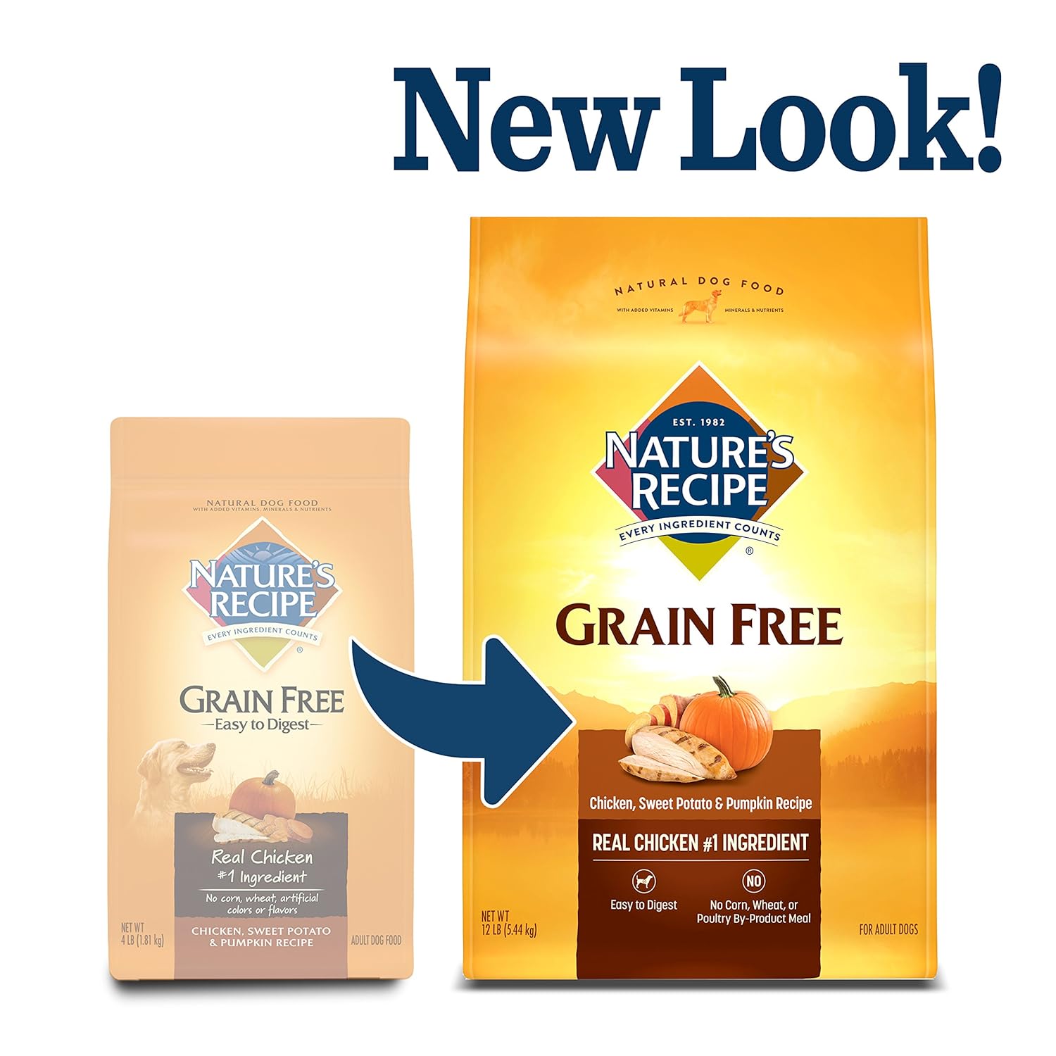 Nature’s Recipe Grain Free Chicken, Sweet Potato & Pumpkin Recipe Dry Dog Food, 24 lb. Bag