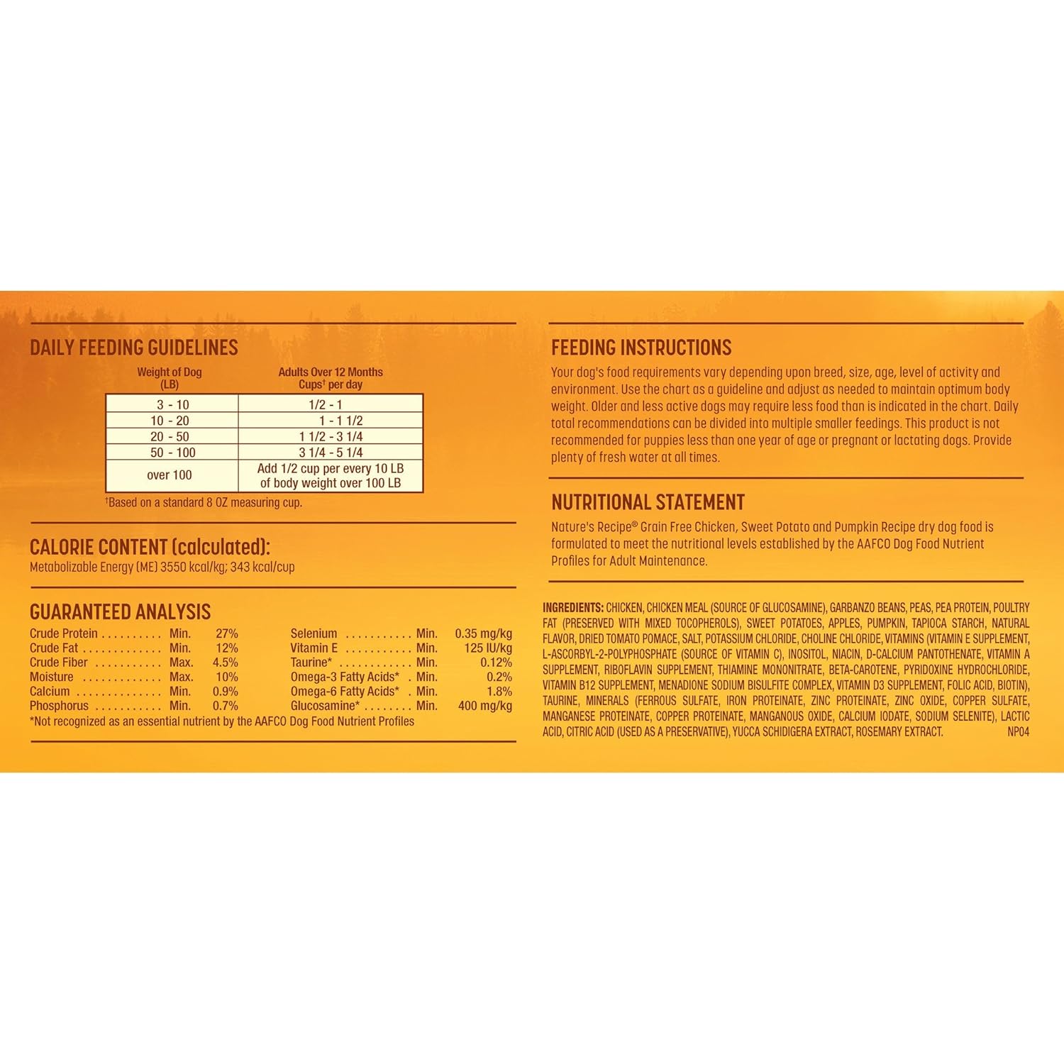 Nature’s Recipe Grain Free Chicken, Sweet Potato & Pumpkin Recipe Dry Dog Food, 24 lb. Bag