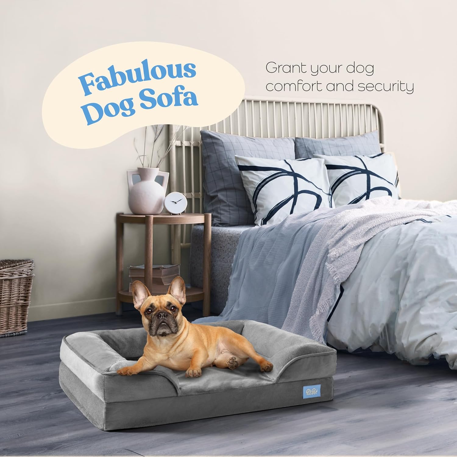 Orthopedic Sofa Dog Bed – Ultra Comfortable Dog Beds for Medium Dogs – Breathable & Waterproof Pet Bed- Egg Foam Sofa Bed with Extra Head and Neck Support – Removable Washable Cover & Nonslip Bottom.