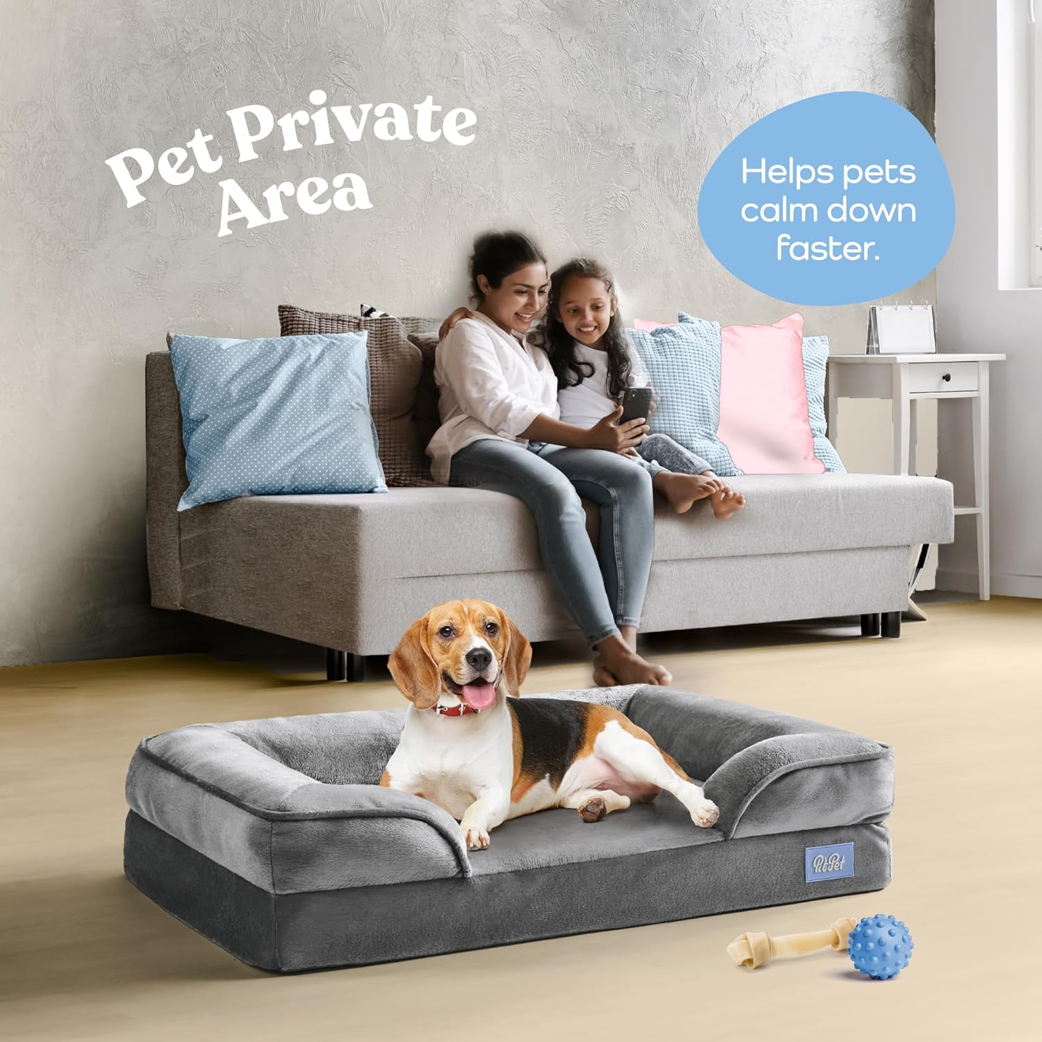 Orthopedic Sofa Dog Bed – Ultra Comfortable Dog Beds for Medium Dogs – Breathable & Waterproof Pet Bed- Egg Foam Sofa Bed with Extra Head and Neck Support – Removable Washable Cover & Nonslip Bottom.