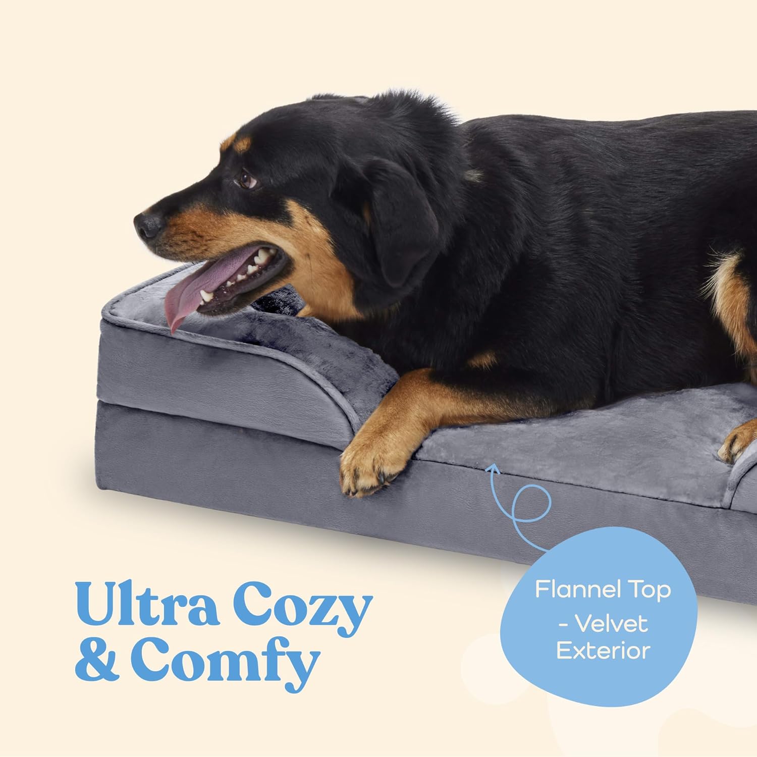 Orthopedic Sofa Dog Bed – Ultra Comfortable Dog Beds for Medium Dogs – Breathable & Waterproof Pet Bed- Egg Foam Sofa Bed with Extra Head and Neck Support – Removable Washable Cover & Nonslip Bottom.