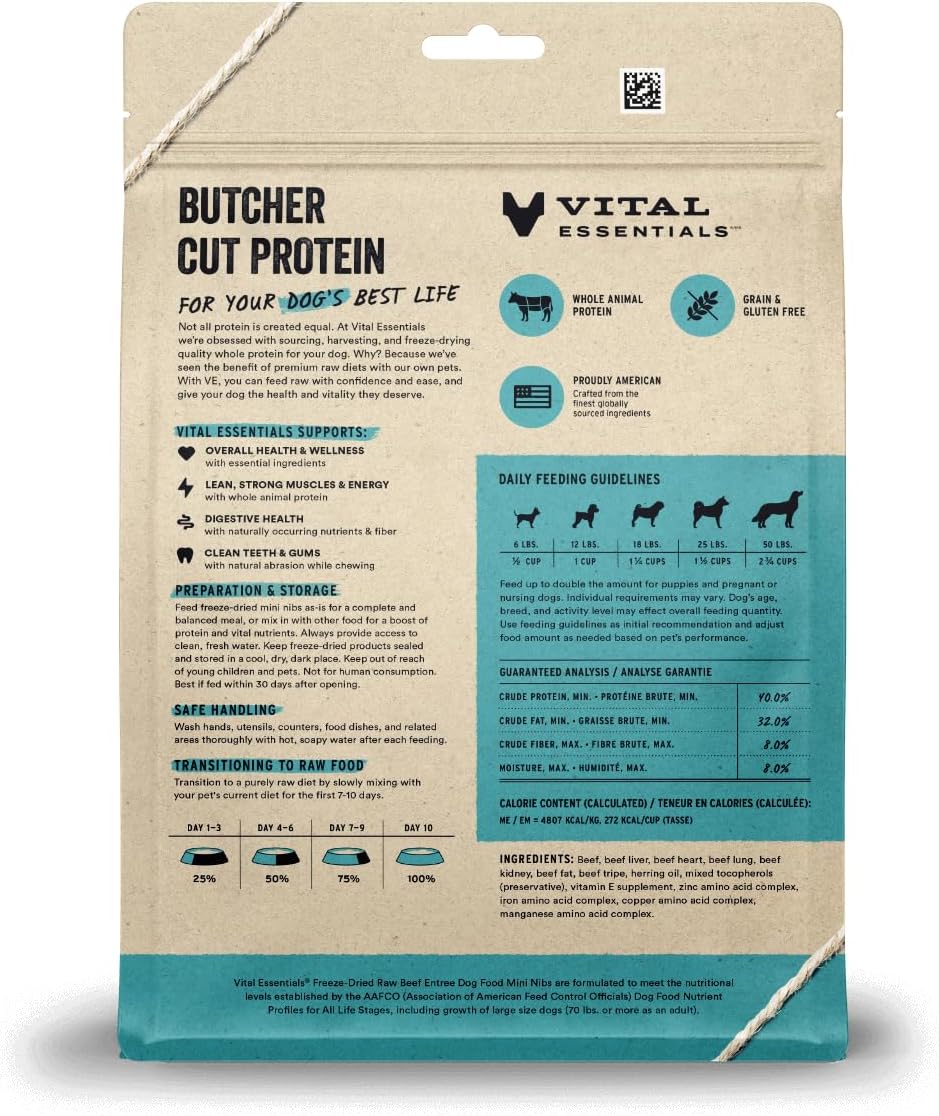 Vital Essentials® Freeze-Dried Raw Beef Entree & Mixer Dog Food Crunchy Mini Nibs, 14 oz