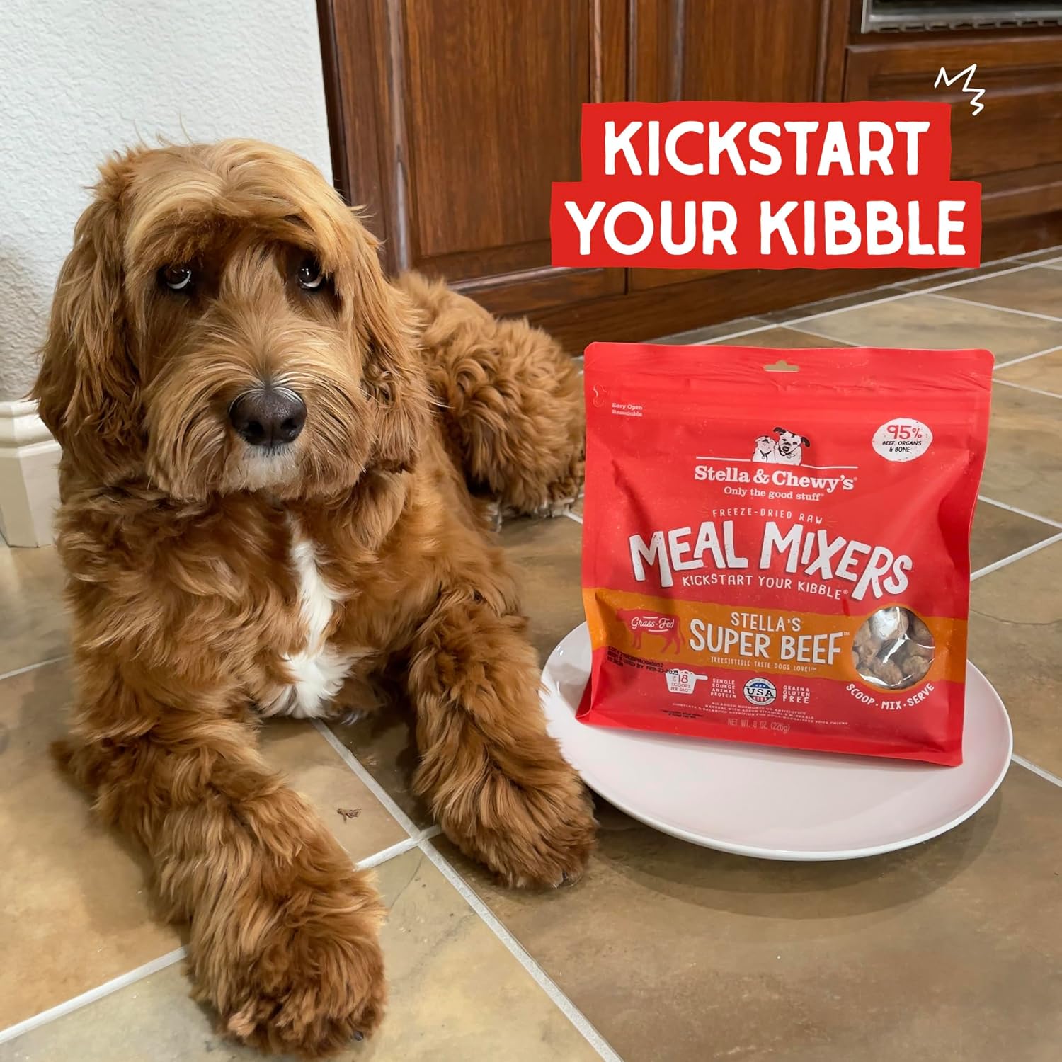 Stella & Chewy’s Freeze Dried Raw Super Beef Meal Mixer – Dog Food Topper for Small & Large Breeds – Grain Free, Protein Rich Recipe – 8 oz Bag