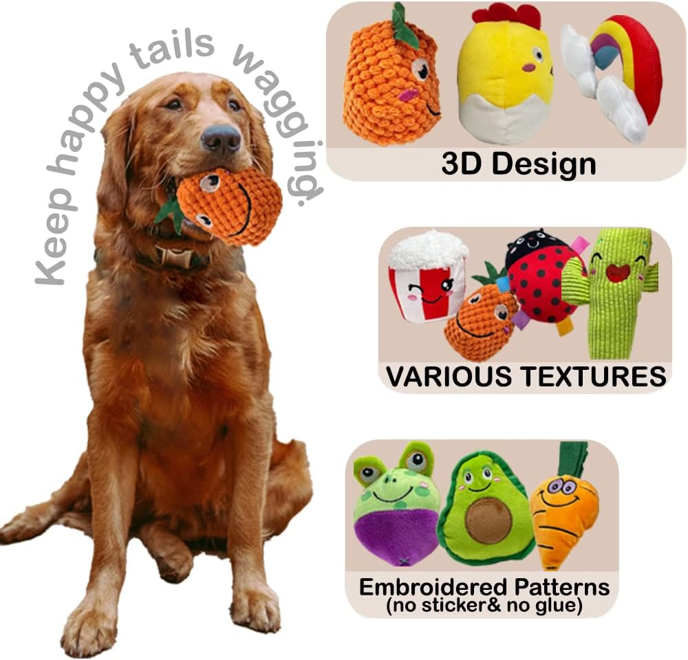 Jalousie 18 Pack Dog Squeaky Toys Cute Stuffed Pet Plush Puppy Chew for Small Medium Pets – Bulk