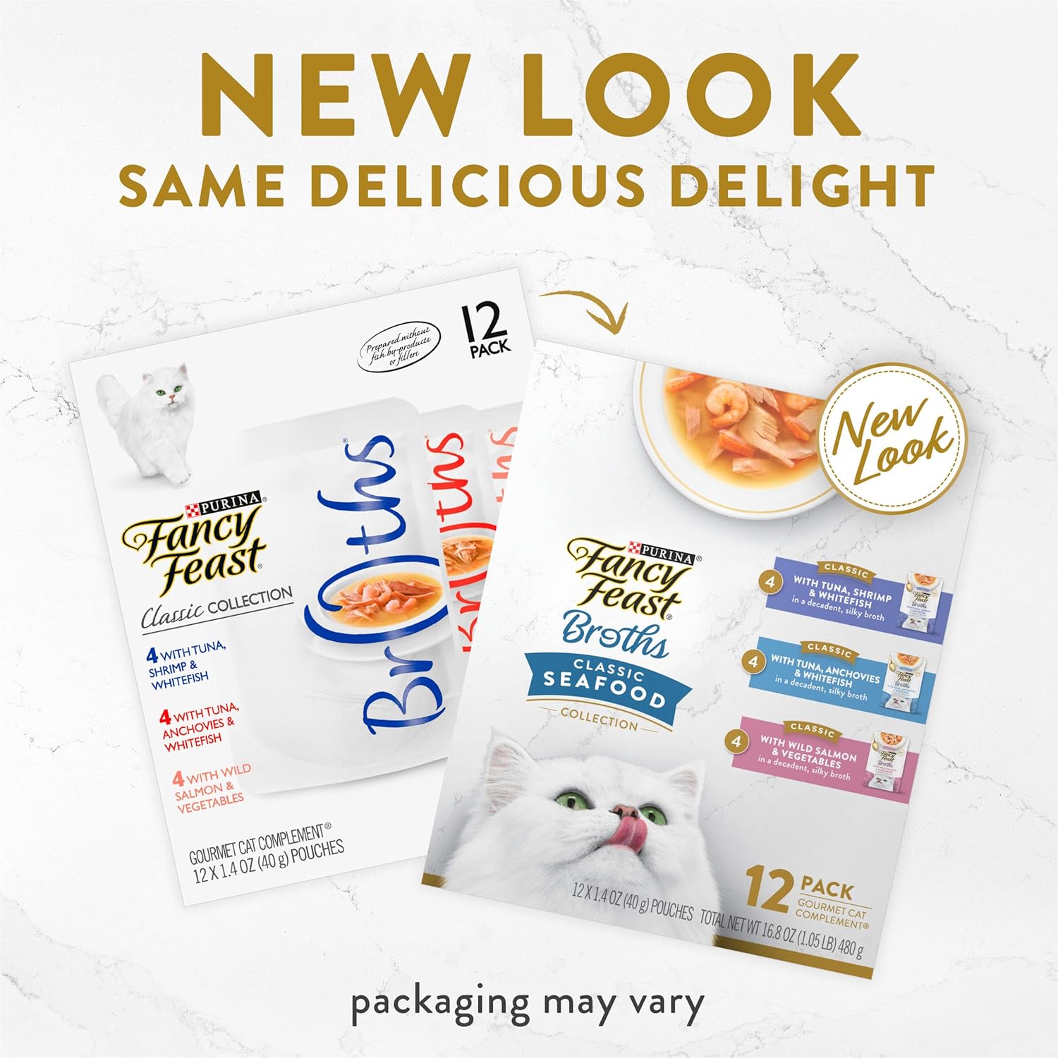 Purina Fancy Feast Lickable Wet Cat Food Broth Complement Classics Collection Variety Pack – (Pack of 12) 1.4 oz. Pouches