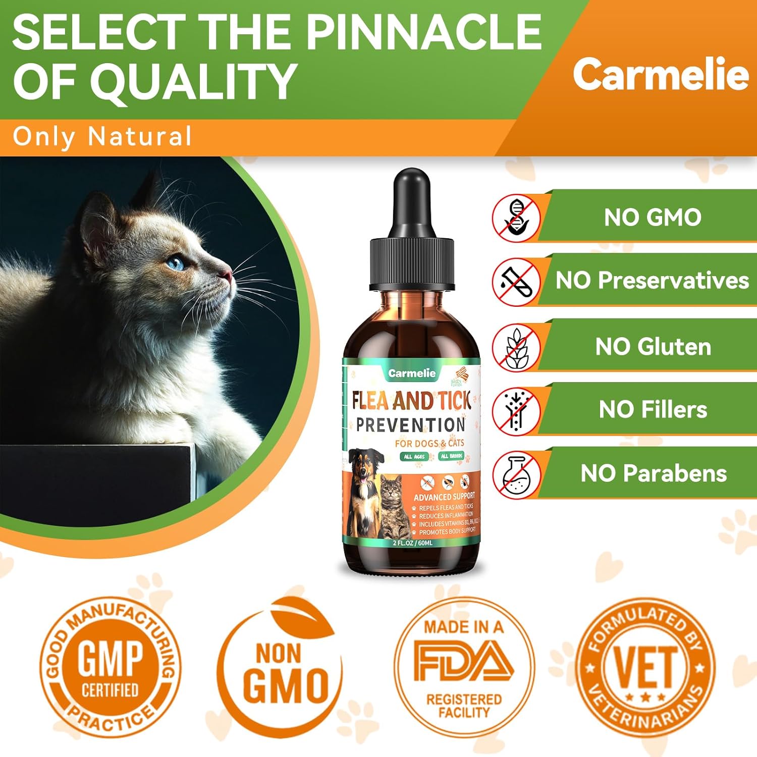 Oral Flea and Tick Prevention for Dogs and Cats, Natural Dog Flea and Tick Treatment, Cat Flea Control Medicine & Treatment, Flea Drops Supplements with Vitamin for Pets – All Breeds and Ages – Bacon
