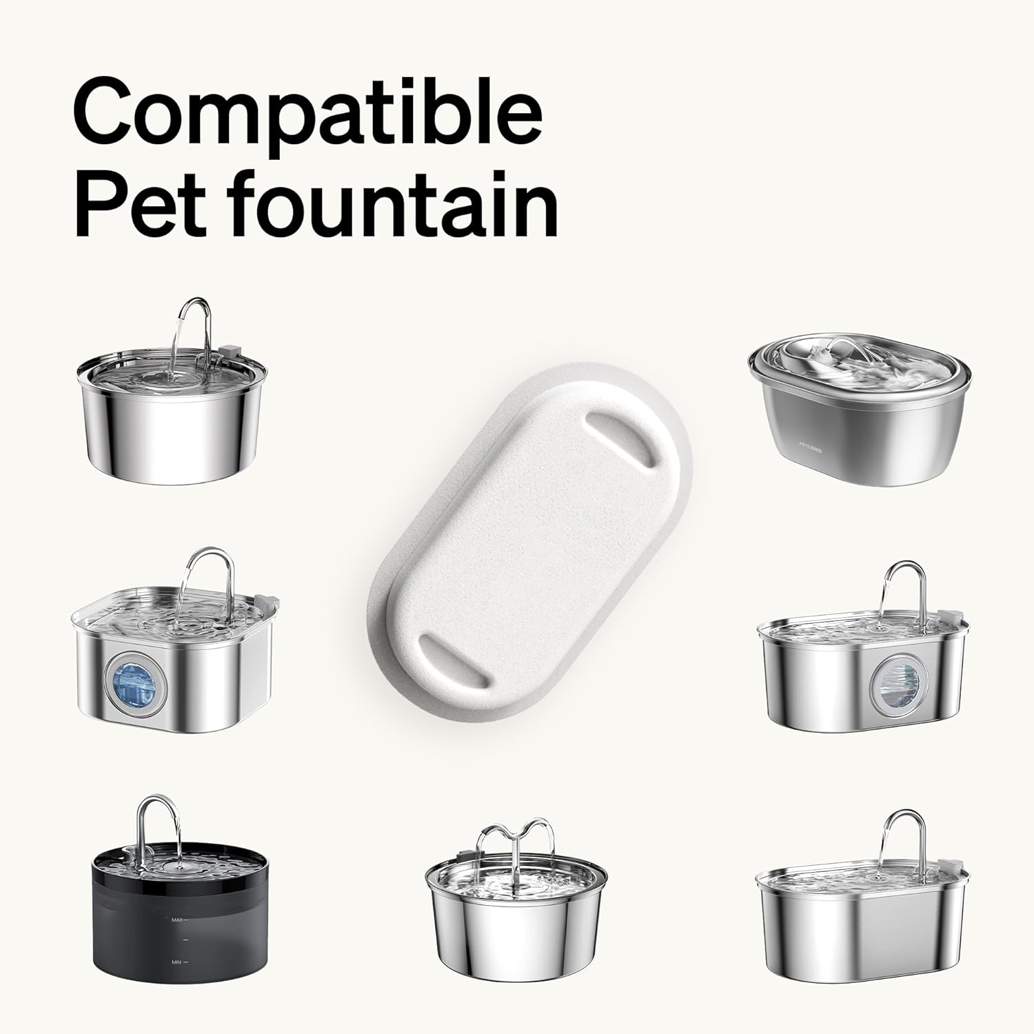PETLIBRO 4 Pack Replacement Filters for Stainless Steel Cat Water Fountain PLWF003 / PLWF006, Adjustable Water Flow Pet Fountain, Super Quiet Dog Water Dispenser