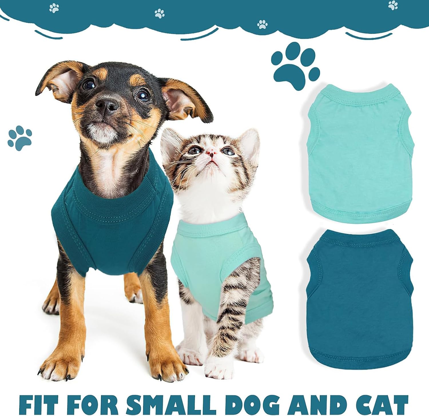 2 Pieces Chihuahua Clothes Dog Clothes for Small Dogs Girl Boy Spring Summer Puppy Soft Dog Shirt Solid Color Pet Clothing Cute Cat Cloth XXS~M (X-Small)