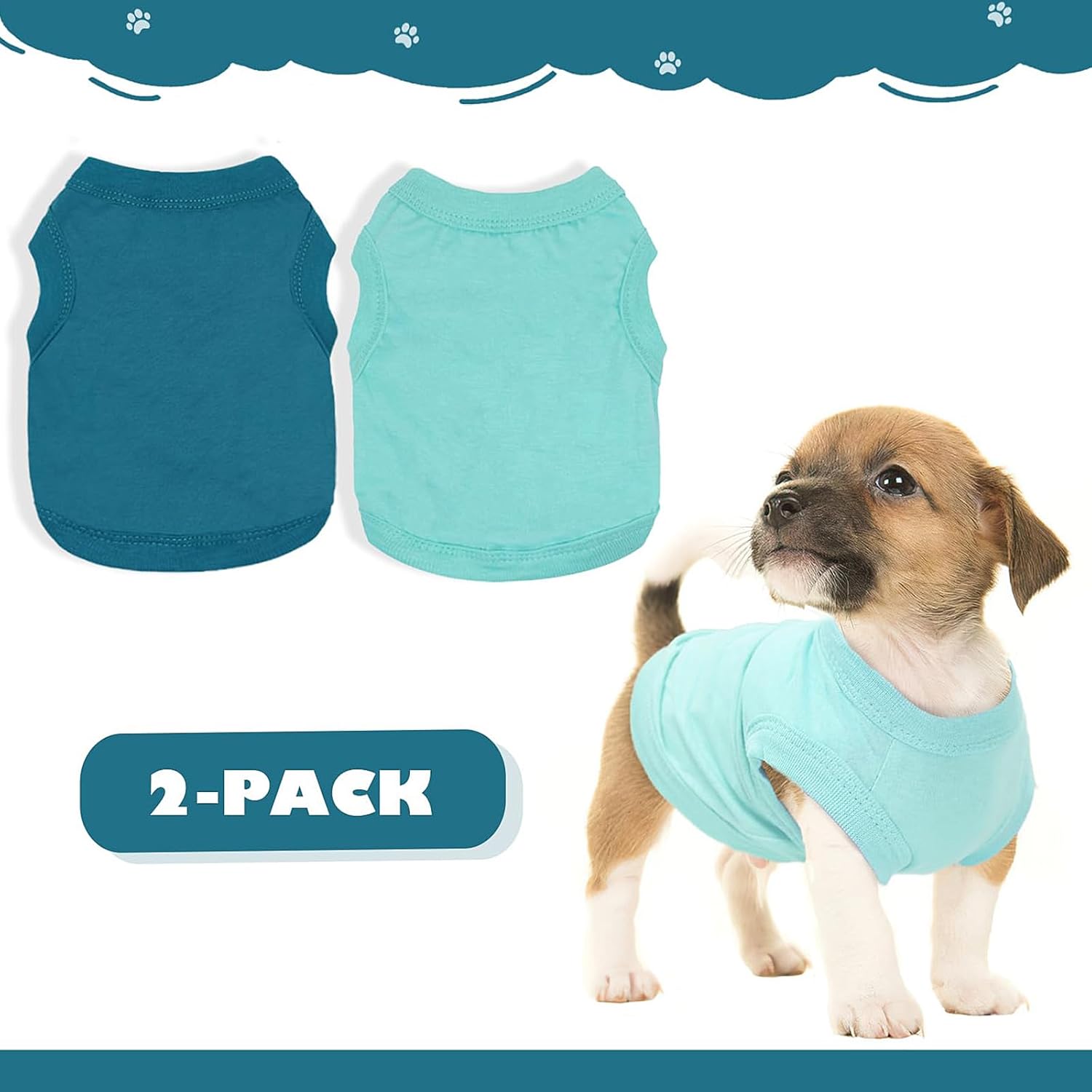 2 Pieces Chihuahua Clothes Dog Clothes for Small Dogs Girl Boy Spring Summer Puppy Soft Dog Shirt Solid Color Pet Clothing Cute Cat Cloth XXS~M (X-Small)