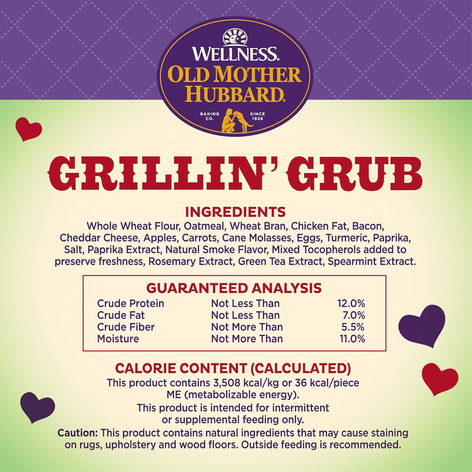 Wellness Old Mother Hubbard Grillin’ Grub Dog Biscuits, Natural, Seasonal, Summer Inspired Treats, Bacon, Cheese & Hickory Smoke Flavor, (6 Ounce Bag)