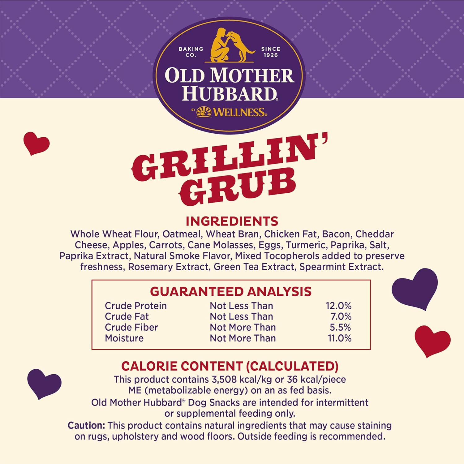 Wellness Old Mother Hubbard Grillin’ Grub Dog Biscuits, Natural, Seasonal, Summer Inspired Treats, Bacon, Cheese & Hickory Smoke Flavor, (6 Ounce Bag)