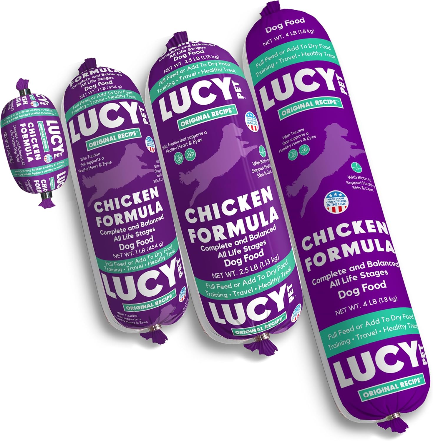 Lucy Pet Products Chicken Formula Dog Food Roll 4 lb, Meaty, Semi-Moist Dog Food (100600075)