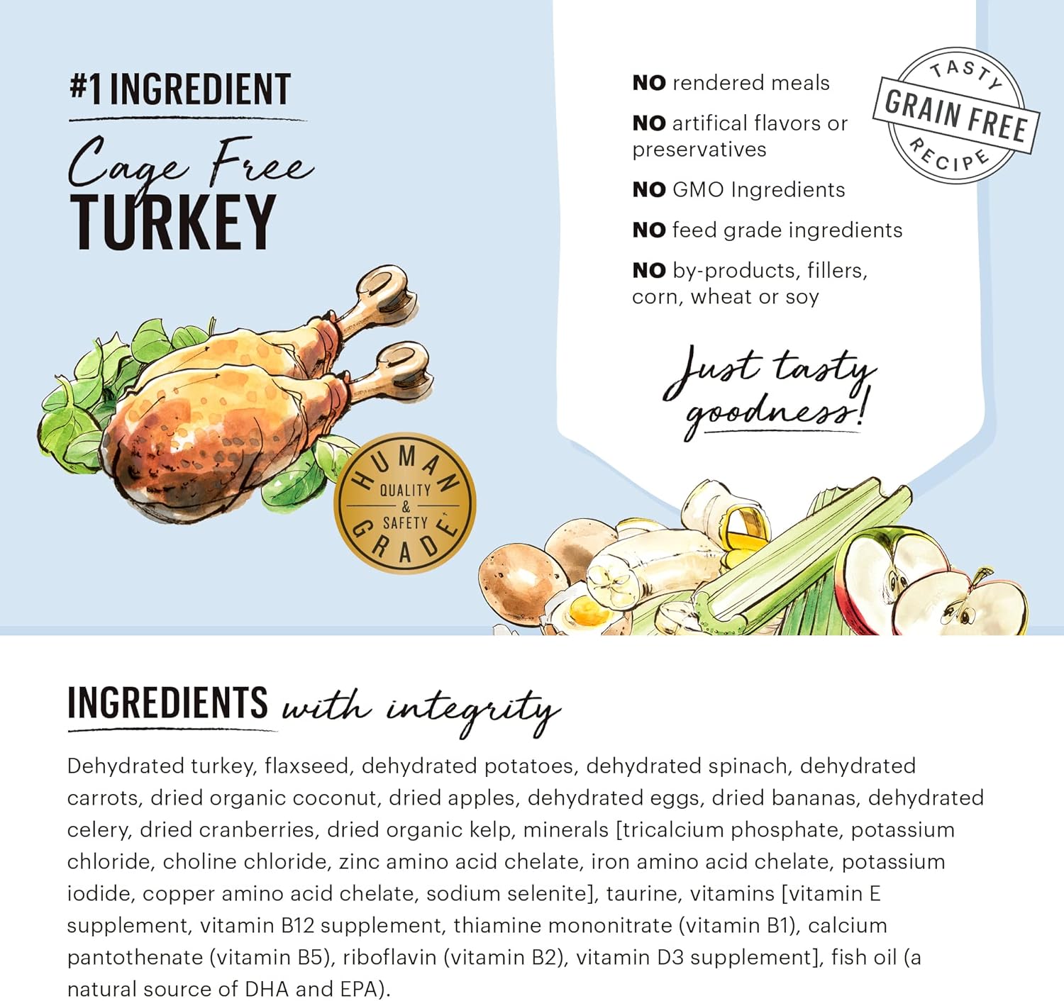 The Honest Kitchen Human Grade Dehydrated Grain Free Dog Food – Complete Meal or Dog Food Topper – Turkey 10 lb (makes 40 lbs)