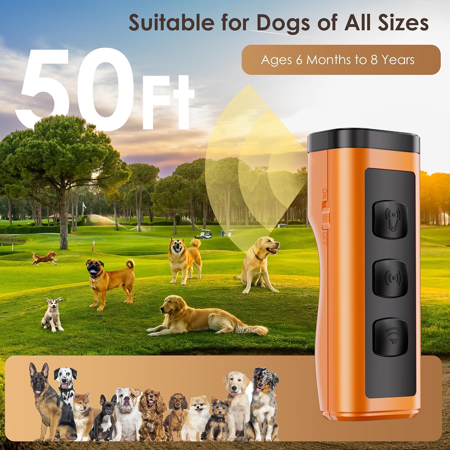 Dog Bark Deterrent Deters，Barks no More Dog Training Device(Own Or Neighbour’S Dog), Long Range Ultrasonic 50ft, Alternative to Painful Dog Training Collars and Bark Collars,Dog Training