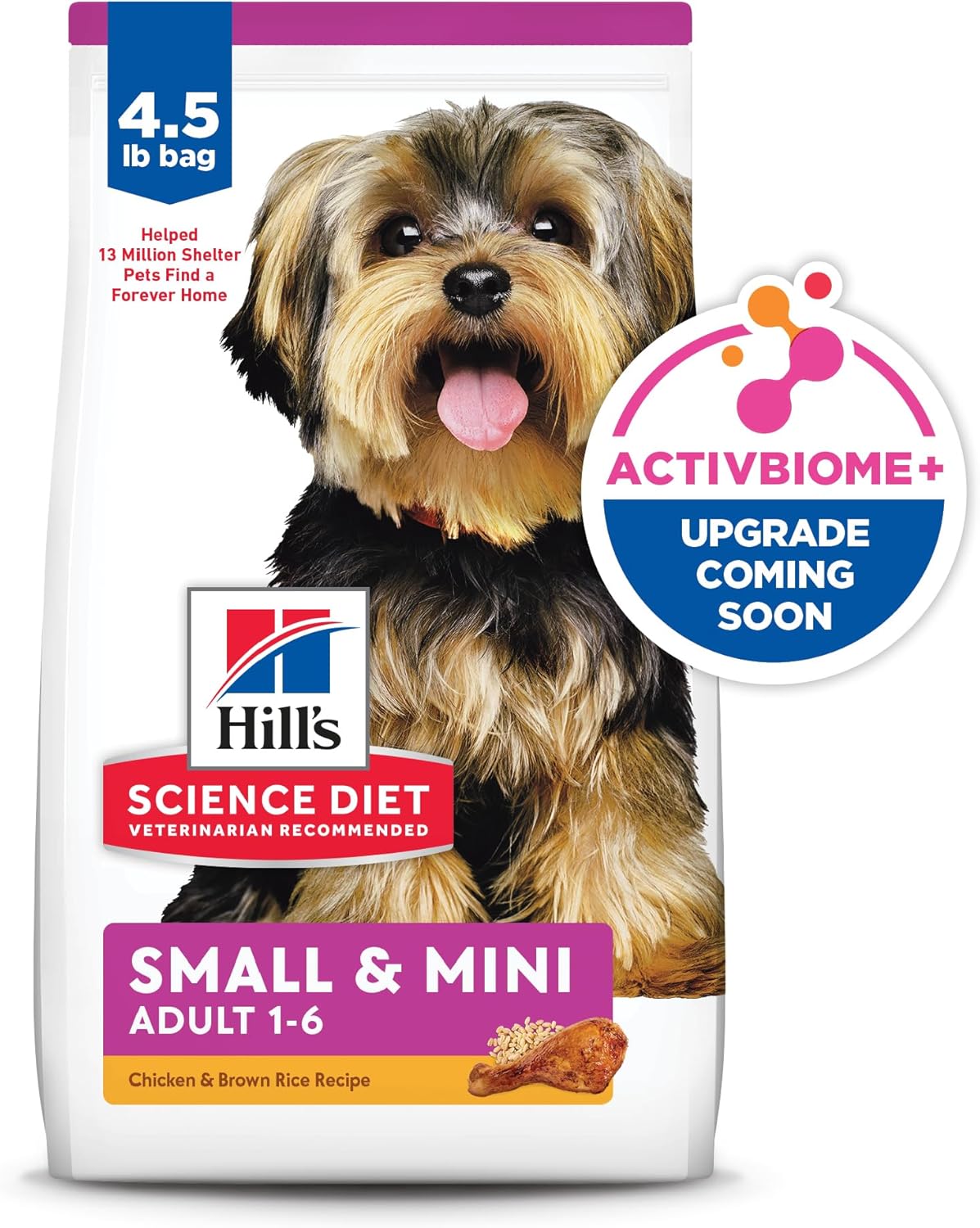 Hill’s Science Diet Small & Mini, Adult 1-6, Small & Mini Breeds Premium Nutrition, Dry Dog Food, Chicken & Brown Rice, 4.5 lb Bag