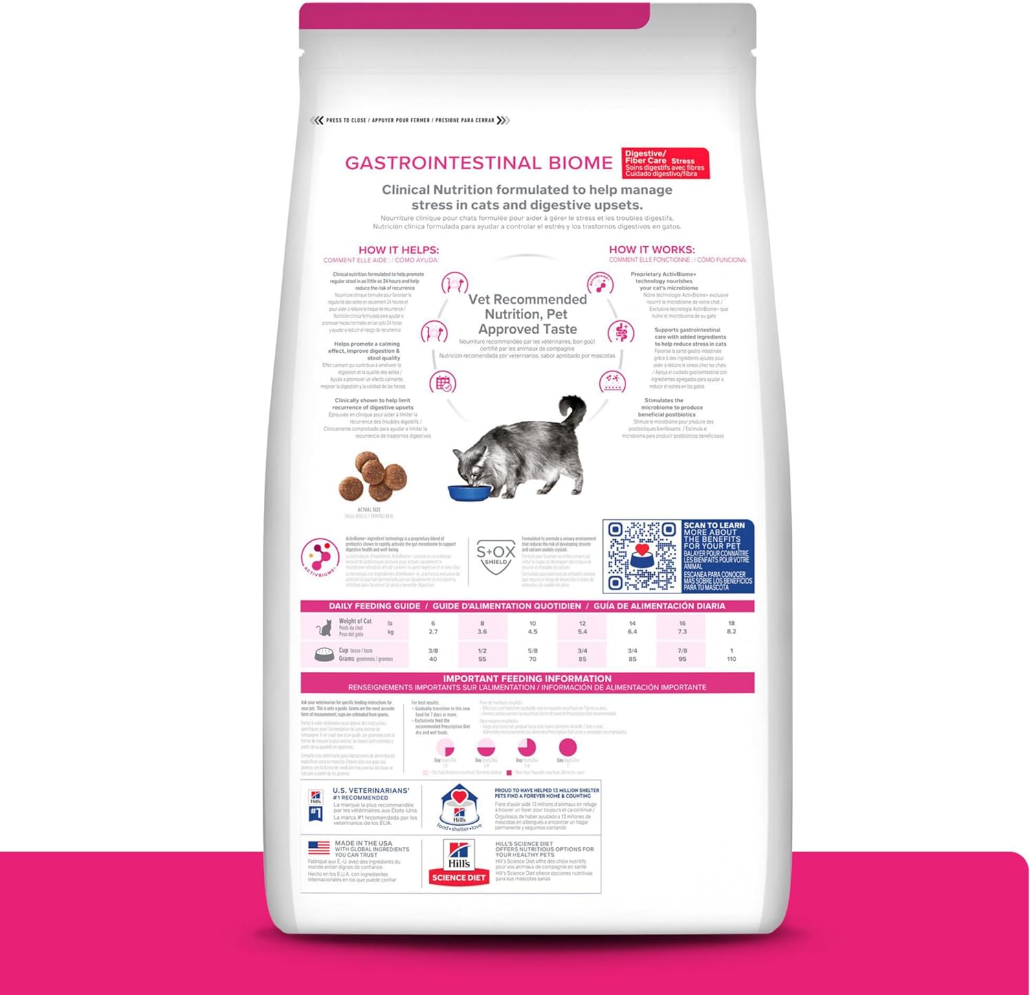 Hill’s Prescription Diet Gastrointestinal Biome Digestive/Fiber Care with Chicken Dry Cat Food, Veterinary Diet, 8.5 lb. Bag