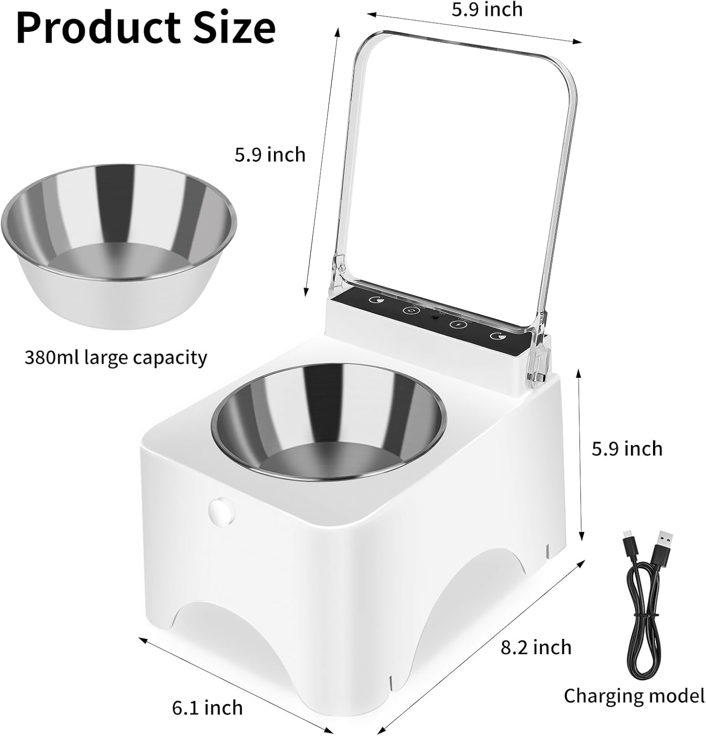 2025 New Pet Food Feeder Cat Food Feeder Pet Water Fountain Cat Feeding & Watering Supplies Automatic Induction lid Opening 380ML Large Capacity Rechargeable Stainless Steel