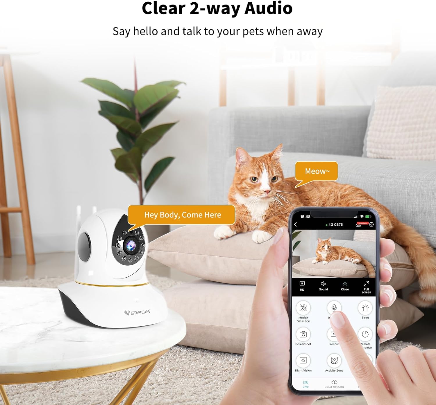 VSTARCAM Pet Camera for Cats, Interactive Dog & Cat Toy Camera with 3MP IR Night Vision, Motion Detection, 2-Way Audio, Cat Camera with Phone APP for Indoor Adult Cats/Kittens/Dogs