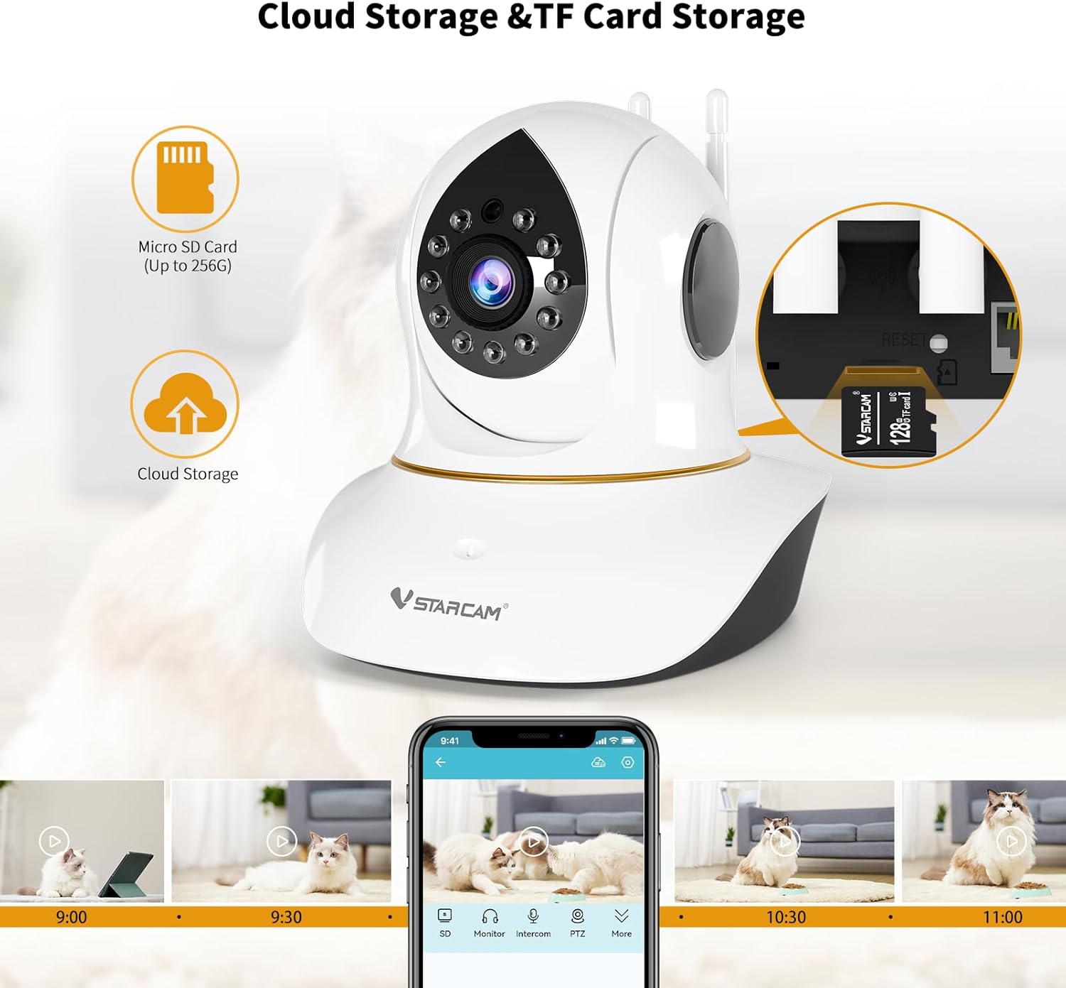 VSTARCAM Pet Camera for Cats, Interactive Dog & Cat Toy Camera with 3MP IR Night Vision, Motion Detection, 2-Way Audio, Cat Camera with Phone APP for Indoor Adult Cats/Kittens/Dogs