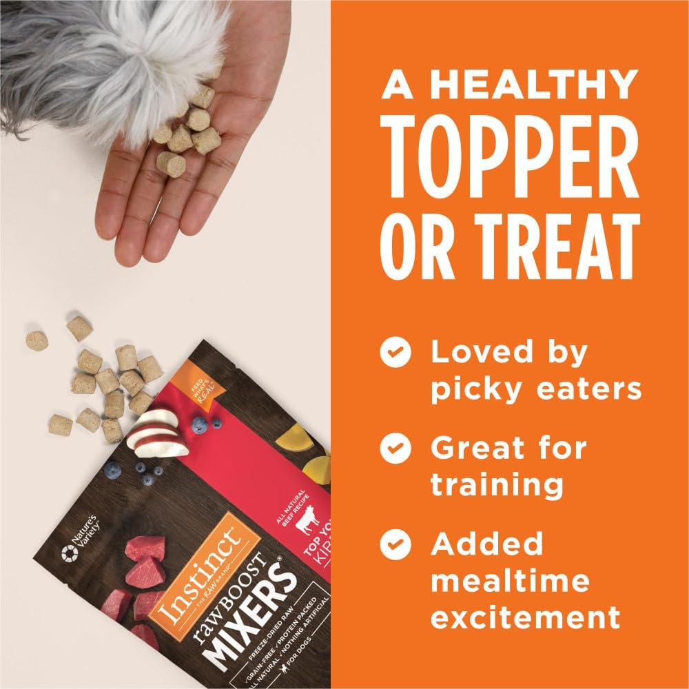 Instinct Raw Boost Mixers, Freeze Dried Dog Food Topper, Grain Free Recipe – All Natural Beef, 14 oz. Bag