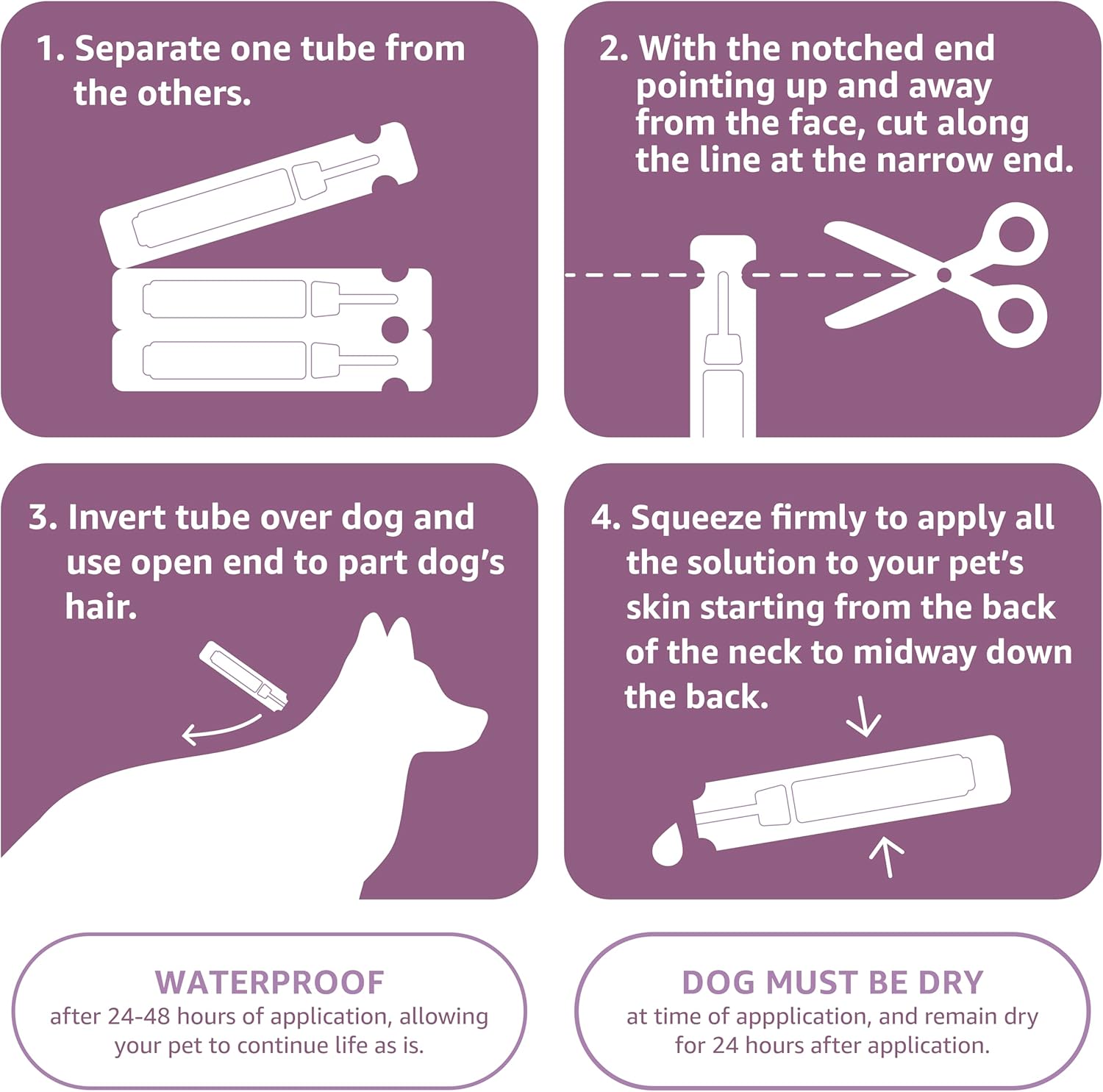 Amazon Brand – Solimo for Dogs Large Dog (45-88 pounds) Flea and Tick Treatment, 6 Doses