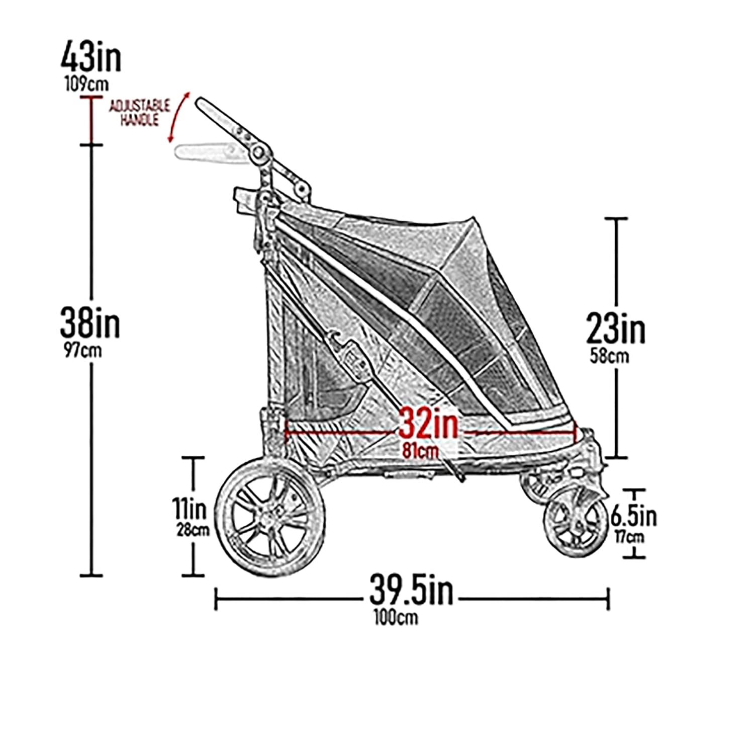 Pet Gear NO-Zip Pet Stroller with Dual Entry, Push Button Zipperless Entry for Single or Multiple Dogs/Cats, Pet Can Easily Walk in/Out, No Need to Lift Pet, Gel-Filled Tires
