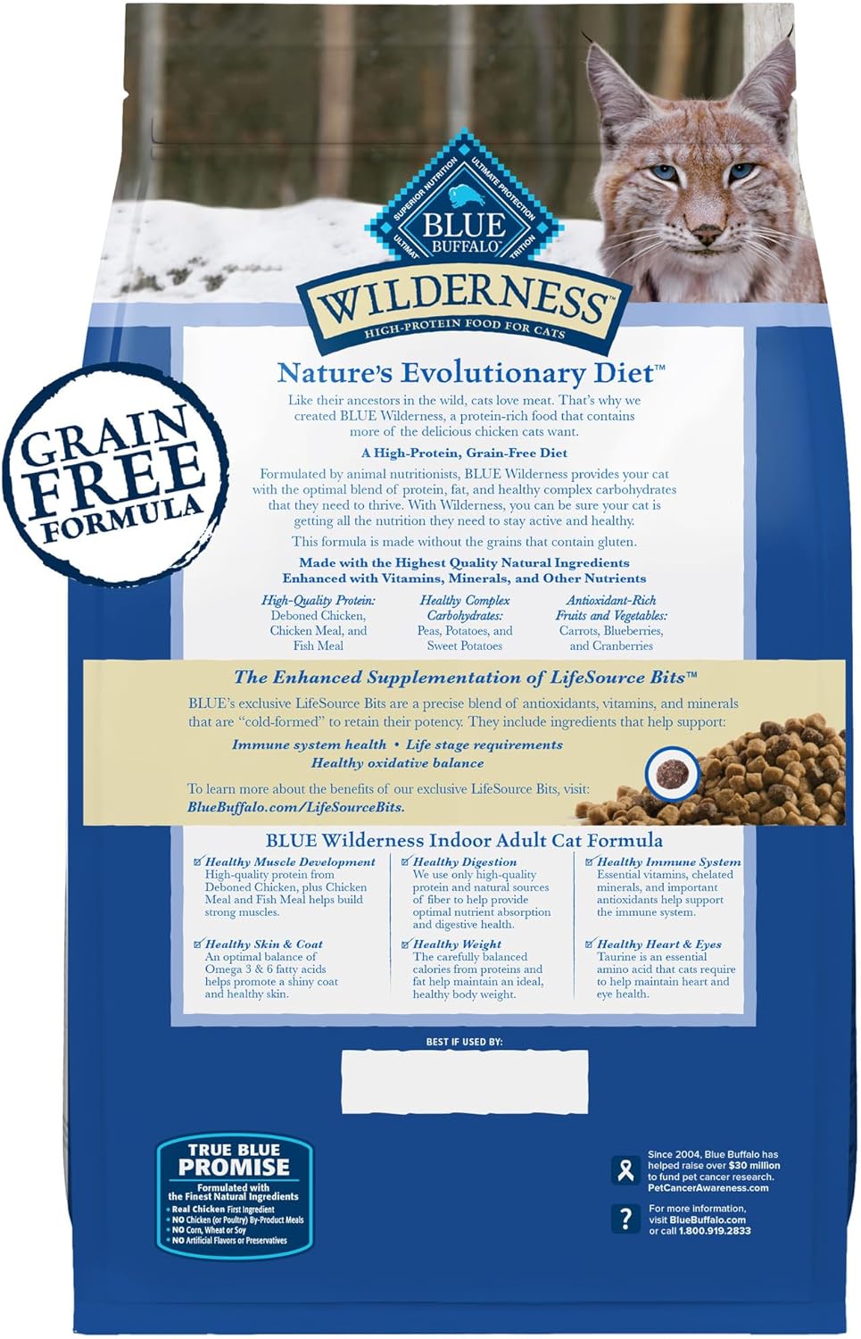 Blue Buffalo Wilderness Nature’s Evolutionary Diet High-Protein, Grain-Free Natural Dry Food for Adult Cats, Chicken, 11-lb. Bag