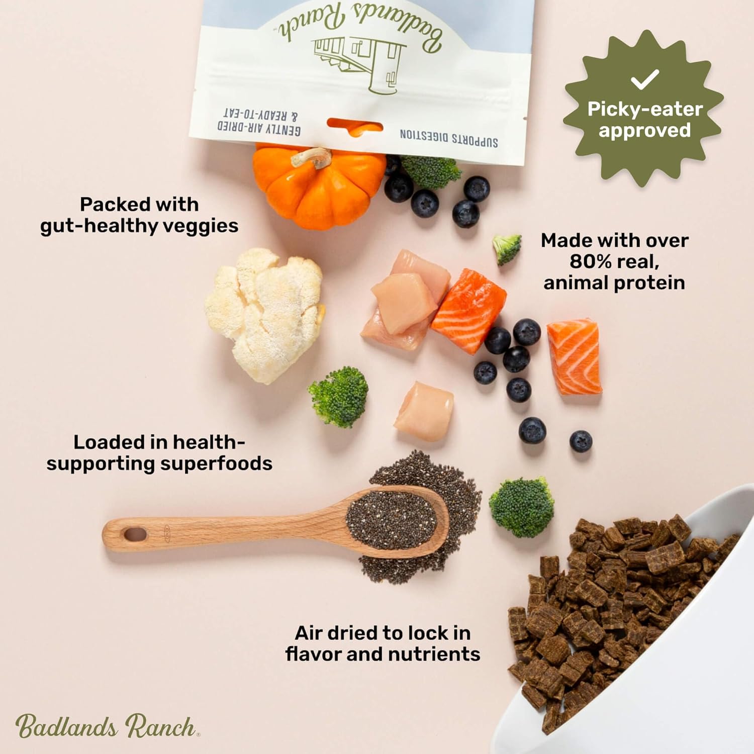 Superfood Complete, Air-Dried Adult Dog Food – High Protein, Zero Fillers, Superfood Nutrition by Katherine Heigl (24 oz., Premium Chicken)