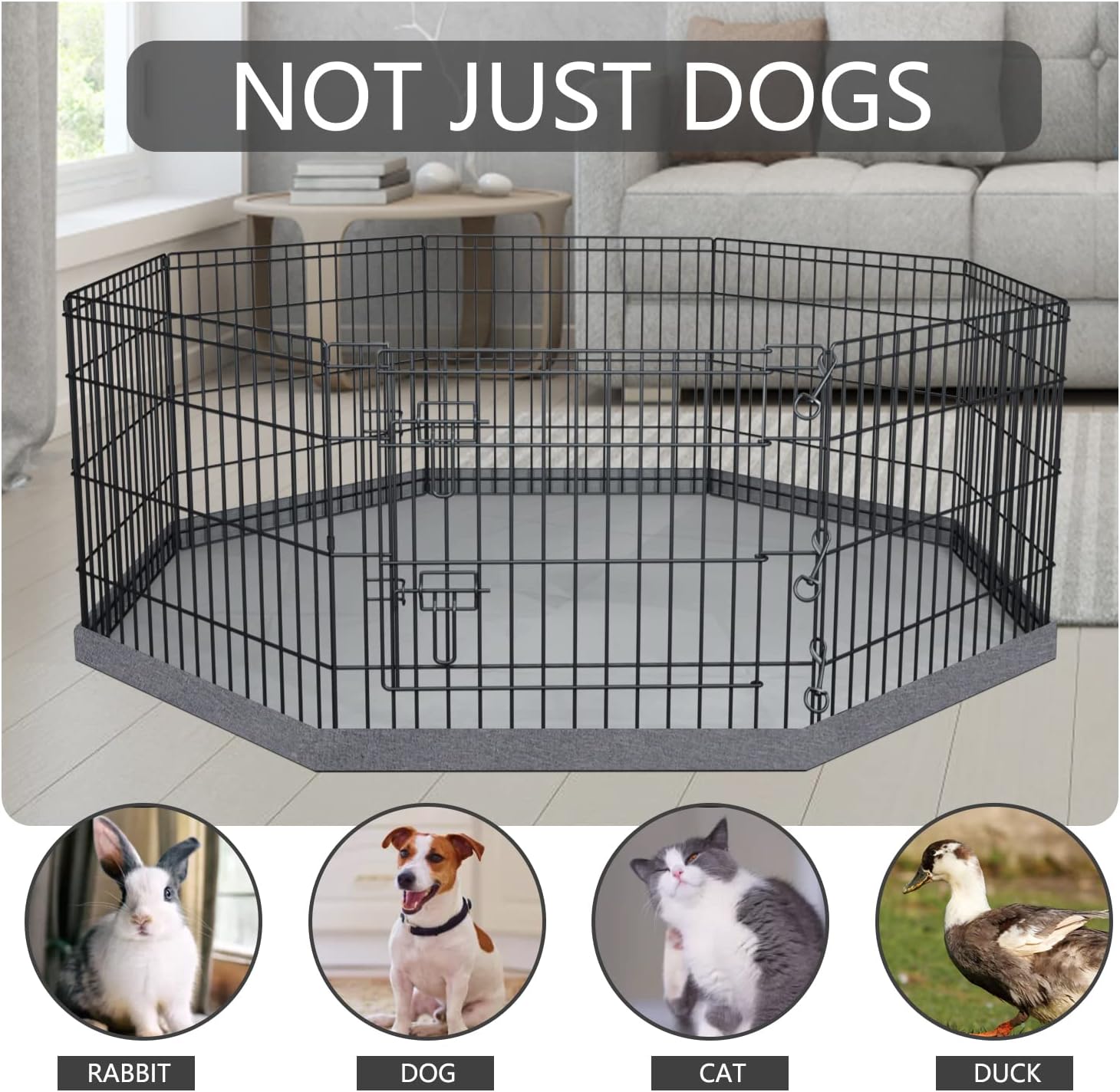 PETIME Foldable Metal Dog Exercise Pen/Pet Puppy Playpen Kennels Yard Fence Indoor/Outdoor 8 Panel 24″ W x 24″ H with Bottom Pad (with Bottom pad, 8 Panels 24″ H)