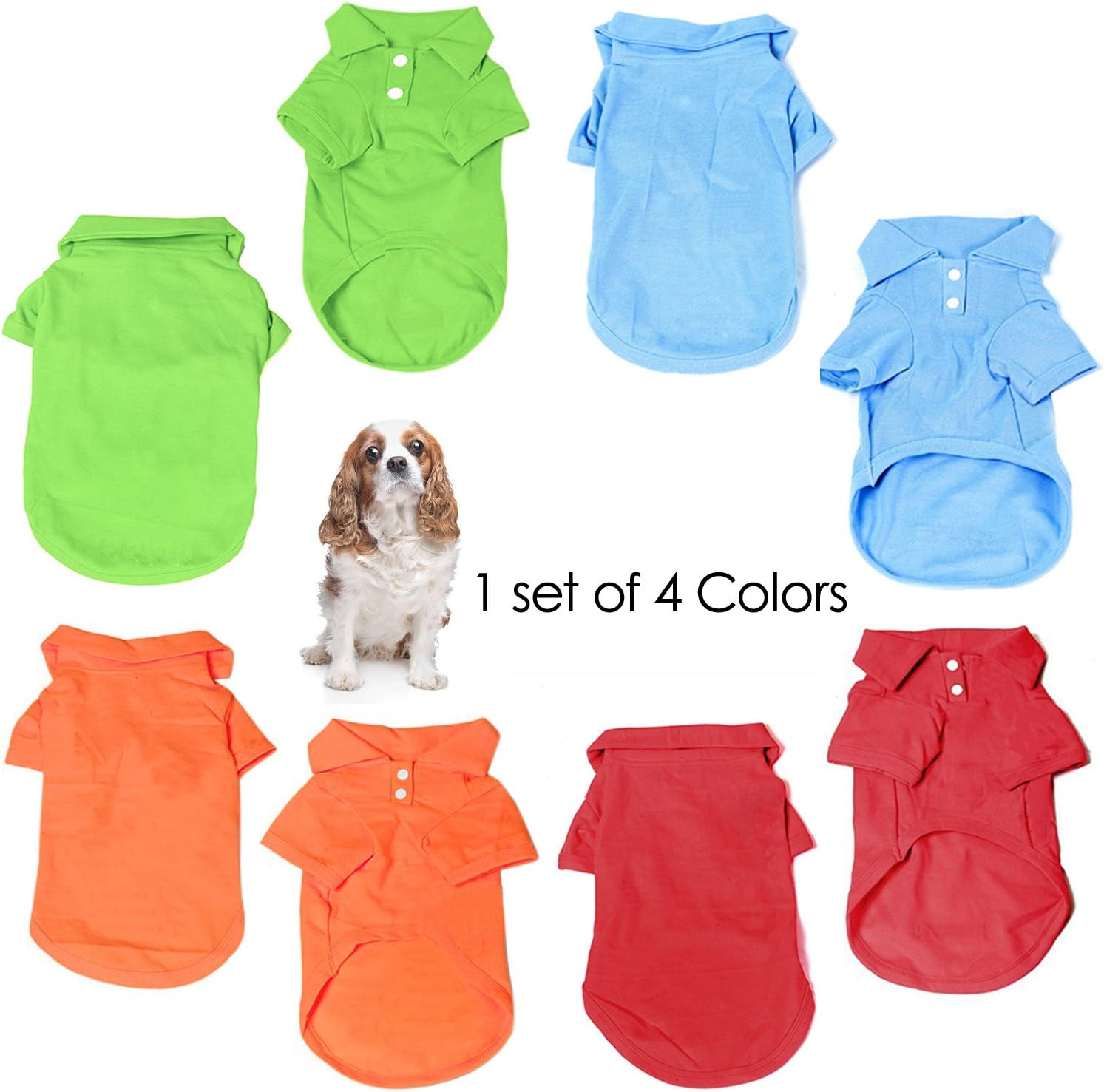 KINGMAS 4 Pieces Dog T-Shirt, Breathable Pet Shirts, Puppy Sweatshirt Dog Clothes Outfit Apparel Coats for Small Medium Dogs Cats (Blue, Green, Red, Orange) – X-Small