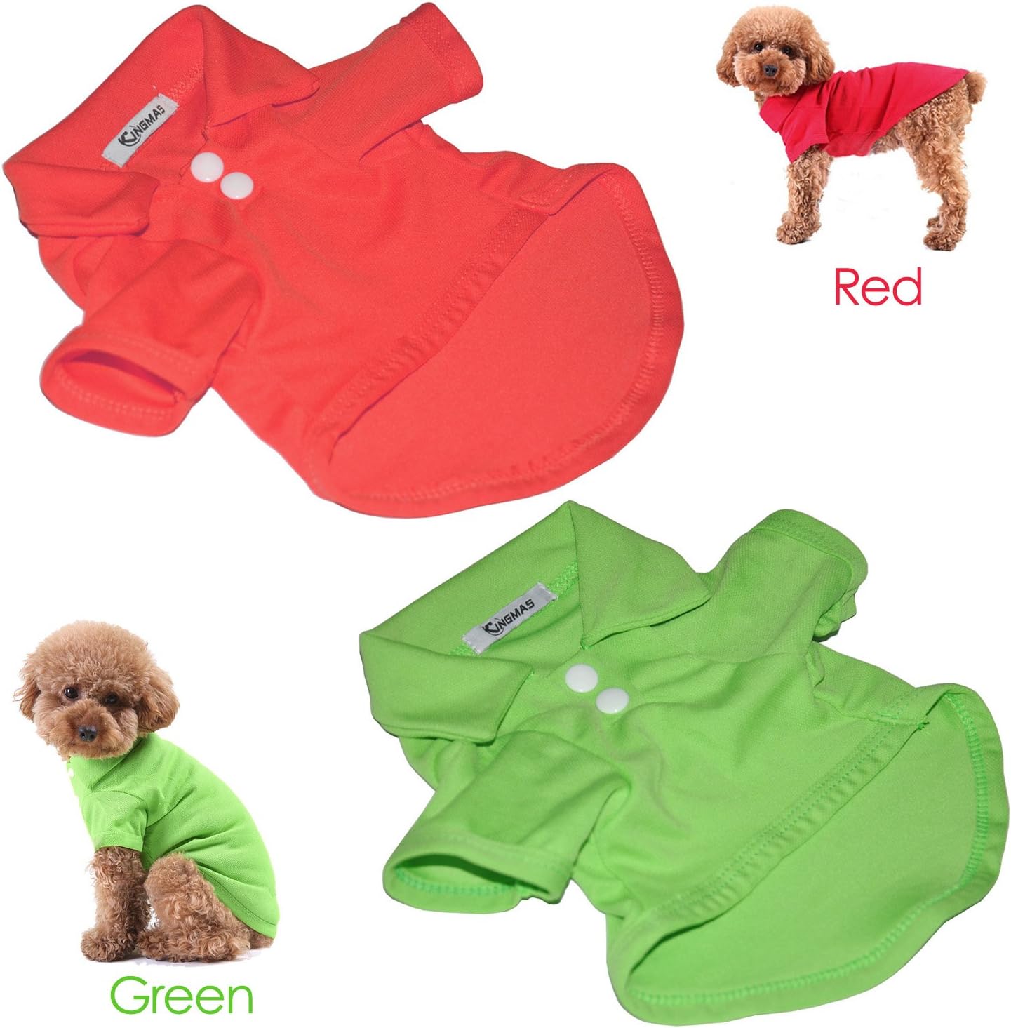 KINGMAS 4 Pieces Dog T-Shirt, Breathable Pet Shirts, Puppy Sweatshirt Dog Clothes Outfit Apparel Coats for Small Medium Dogs Cats (Blue, Green, Red, Orange) – X-Small