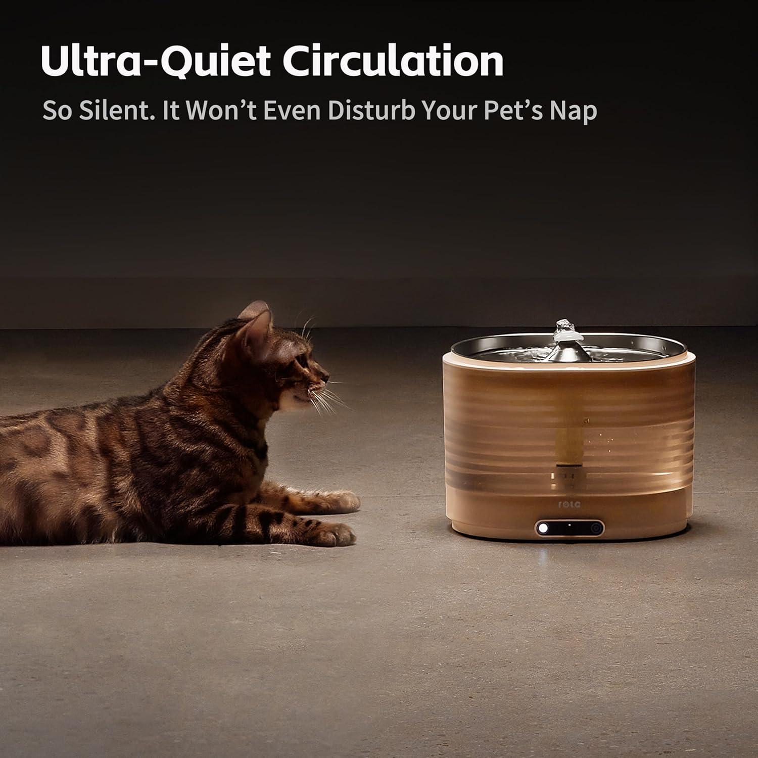 Enabot EBO ROLA Cat Water Fountain Cordless: Battery-Operated Smart Pet Fountain, Pumpless Cat Water Dispenser, Stainless Steel Tray, Wireless Cat Fountain w/Phone App (2.4 GHz Only)
