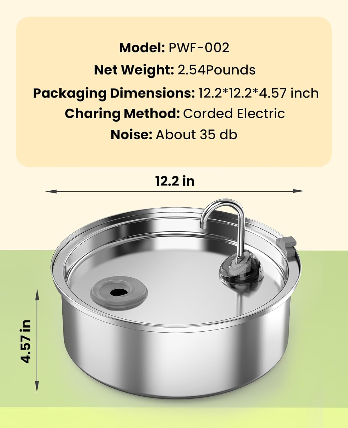 oneisall Dog Water Fountain for Large Dogs,7L/230oz/1.8G Stainless Steel Dog Fountain Super Quiet with Triple Filtration,Great for Large Dogs Cats and Multi-Pet Home