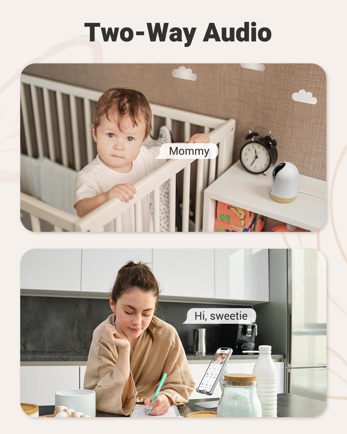 MUBVIEW 5G WiFi Indoor Security Camera No Subscription, Pet Indoor with Phone App, Baby Monitor WiFi Smartphone, 2K Night Vision Pan-Tilt Dog Camera, Auto Tracking, 2-Way Audio, Local&Cloud Storage