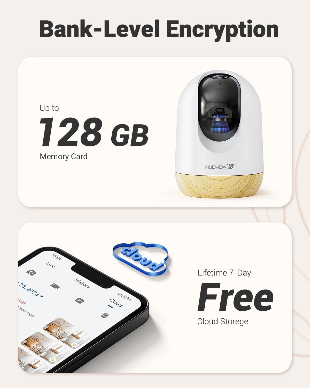 MUBVIEW 5G WiFi Indoor Security Camera No Subscription, Pet Indoor with Phone App, Baby Monitor WiFi Smartphone, 2K Night Vision Pan-Tilt Dog Camera, Auto Tracking, 2-Way Audio, Local&Cloud Storage