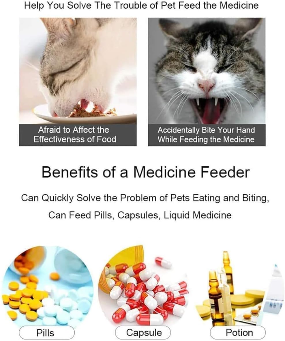 Cat Pill Shooter Pet Piller Gun Dog Pill Shooter Cat Tablet Soft Tip Syringe Pet Medical Feeding Dispenser Tool for Small Animal (Blue)