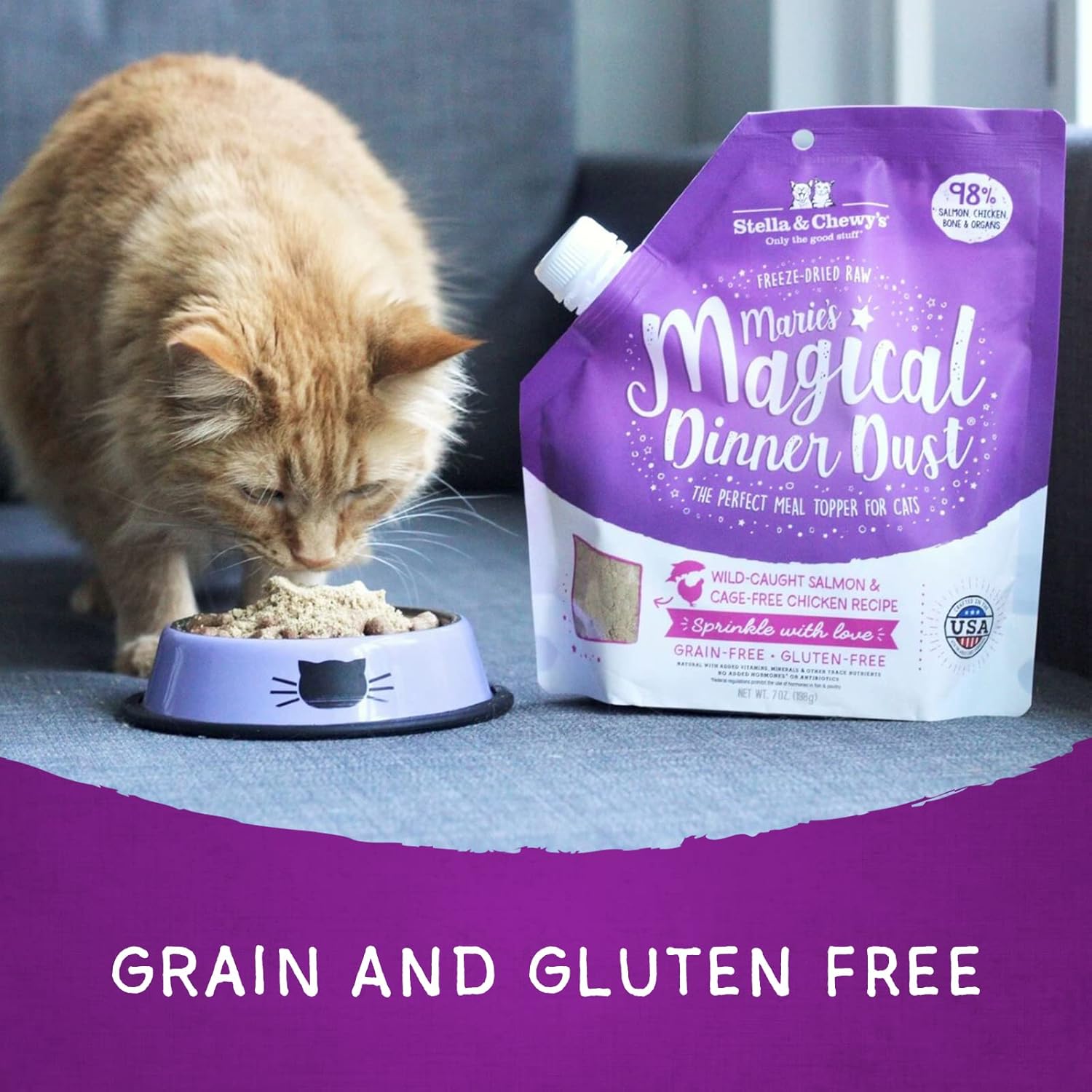 Stella & Chewy’s Freeze-Dried Raw Marie’s Magical Dinner Dust – Grain Free, Protein Rich Cat & Kitten Food Topper – Cage-Free Chicken Recipe – 7 Oz Bag