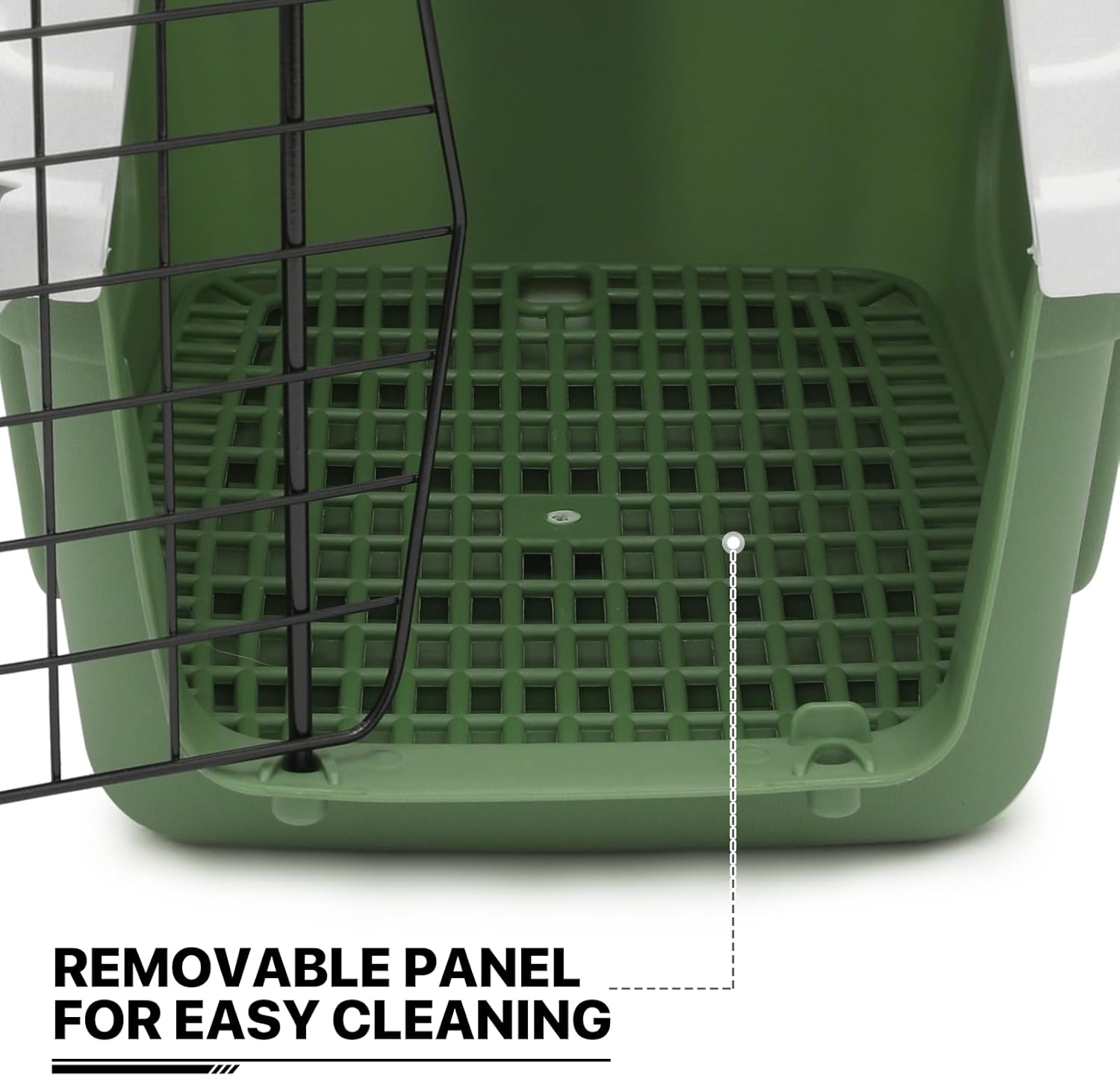 MoNiBloom 18-Inch 2-Door Top Loading Cat Carrier, Plastic Dog Crate Hard-Sided Dog Travel Carrier for Small Dogs and Cats, Ventilation and Security Lock Design for Pets up to 10 lbs (Green)