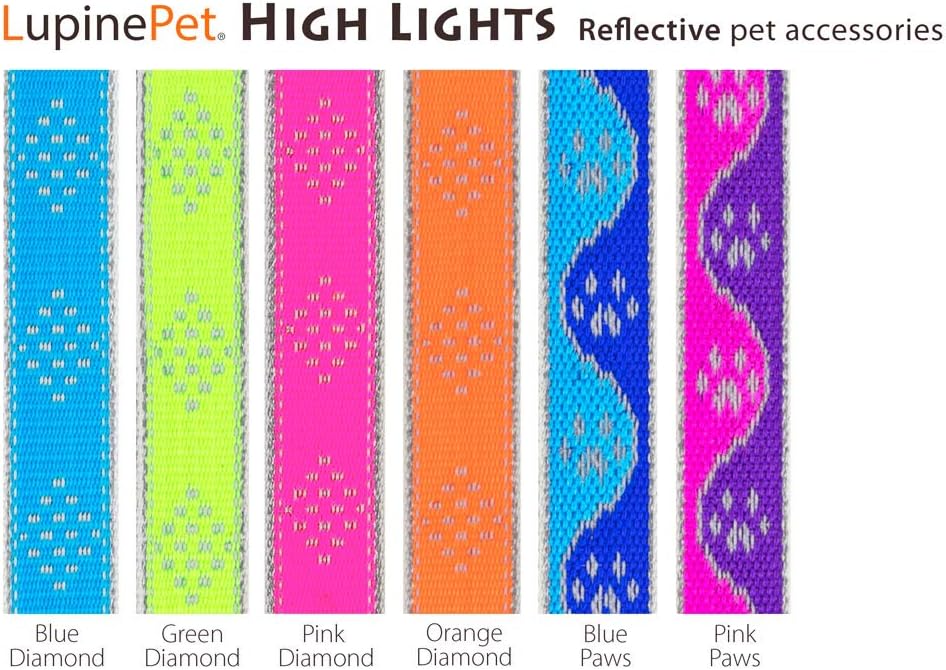 Lupine Reflective Cat Safety Collar 1/2″ wide Blue Paws Adjusts 8″ to 12″