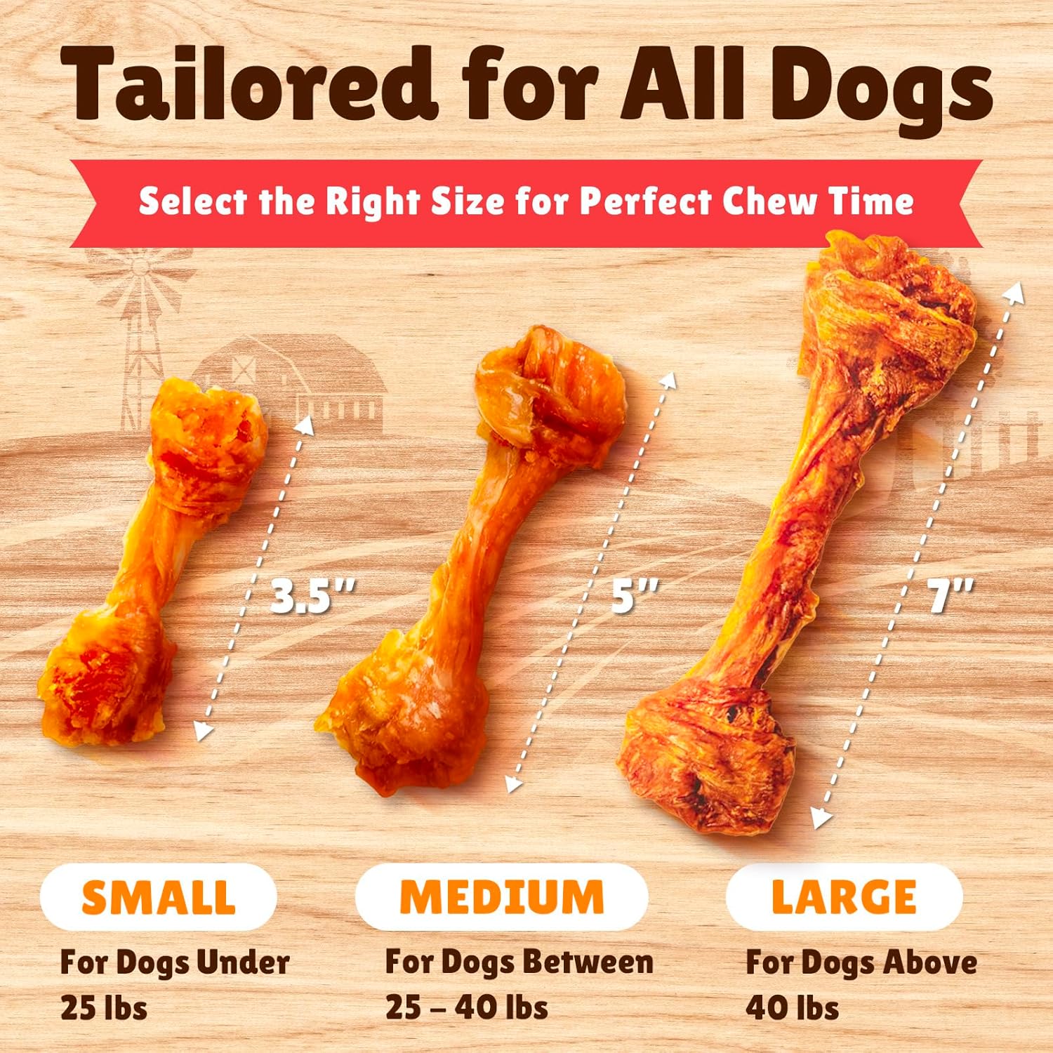 Gootoe Turkey Tendon Dog Treats – 100% USA-Sourced, Natural Snack, Premium Training Chews, Hypoallergenic, Reseal Value Bags, Sizes for Small Medium & Large Dogs (2.54 oz, Bone)