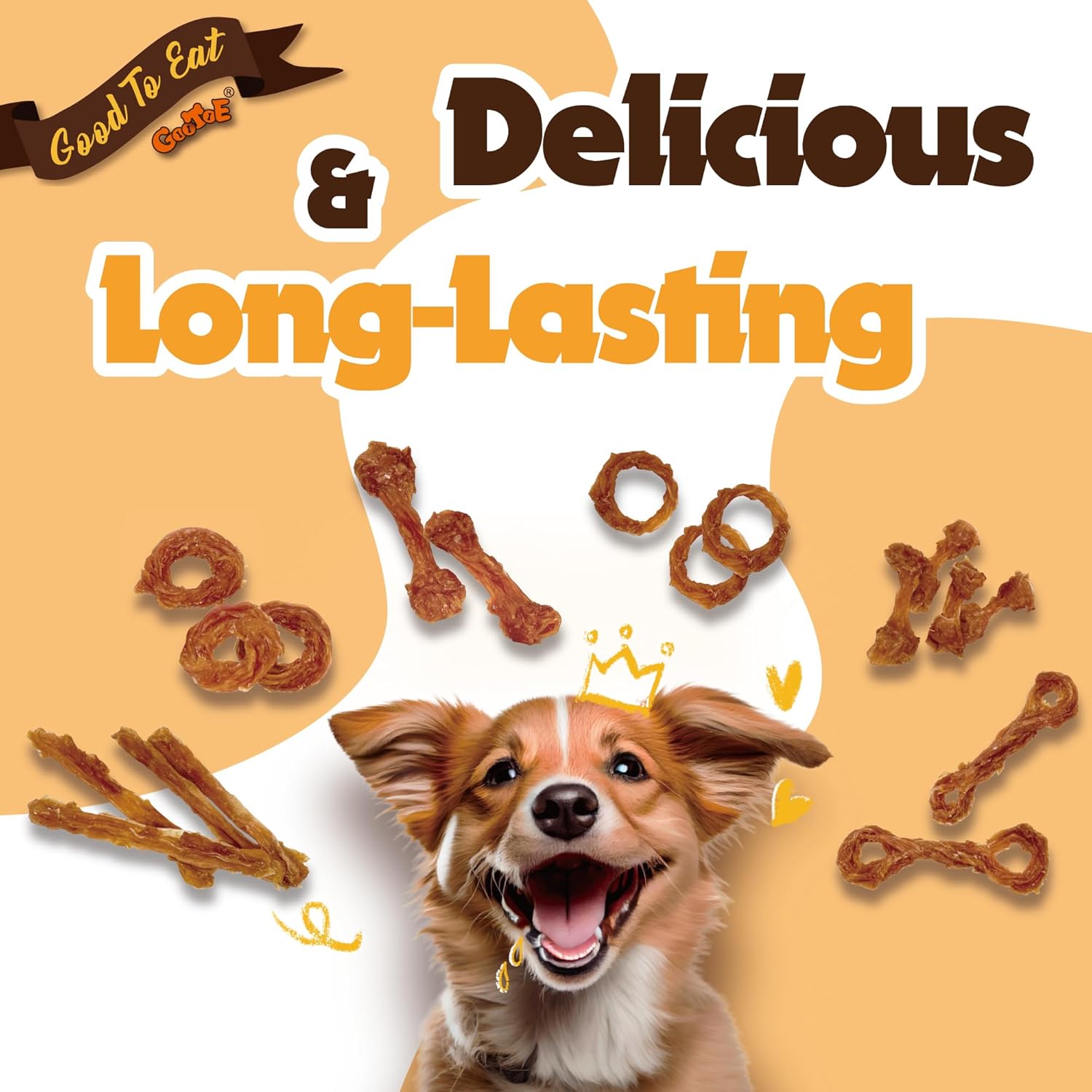Gootoe Turkey Tendon Dog Treats – 100% USA-Sourced, Natural Snack, Premium Training Chews, Hypoallergenic, Reseal Value Bags, Sizes for Small Medium & Large Dogs (2.54 oz, Bone)